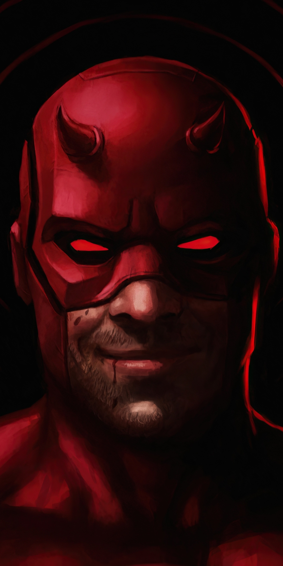 Daredevil, comic hero portrait, devil smile, 1080x2160 wallpaper