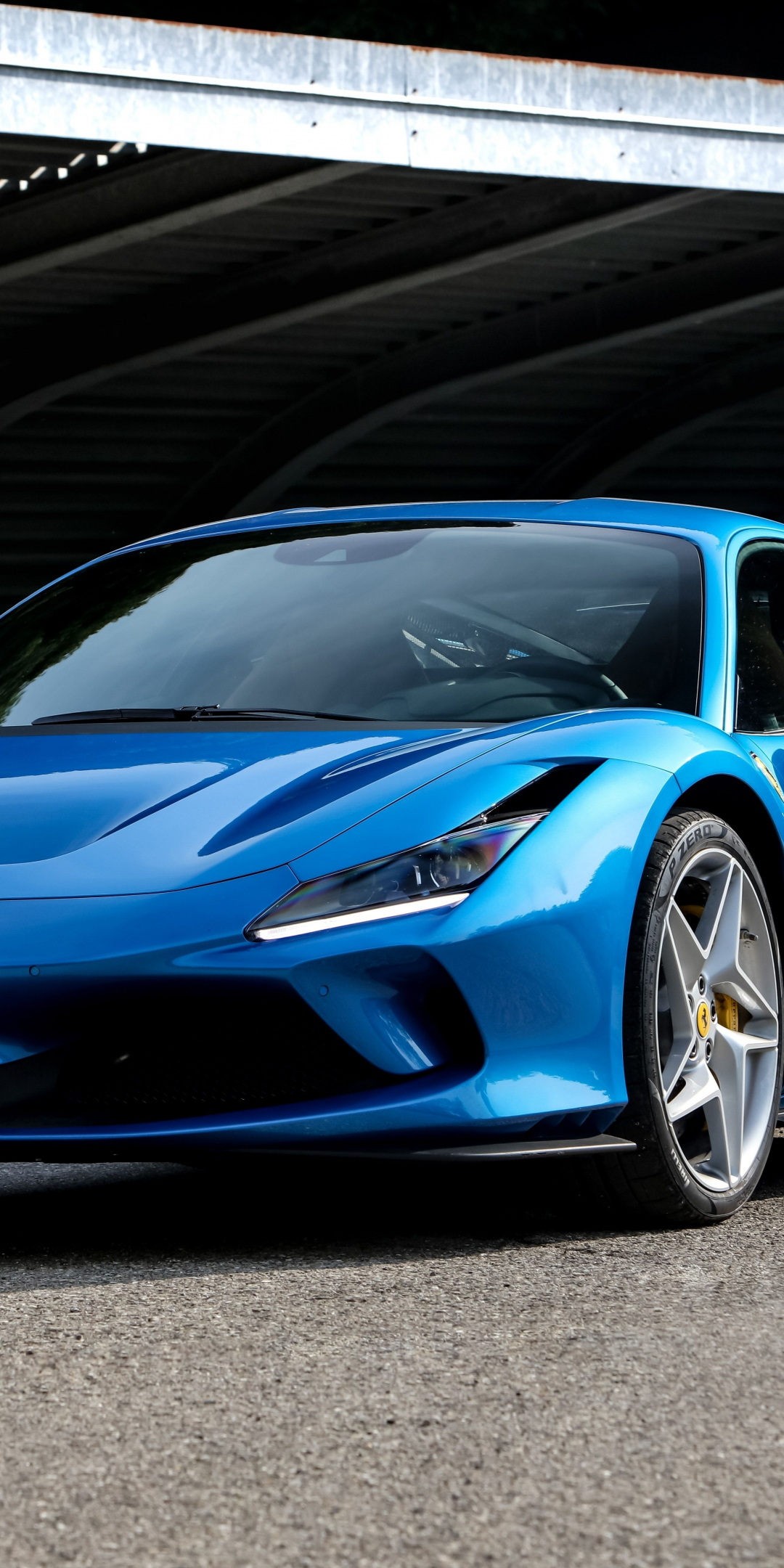 Blue Ferrari F8 Tributo, sportcar, 1080x2160 wallpaper