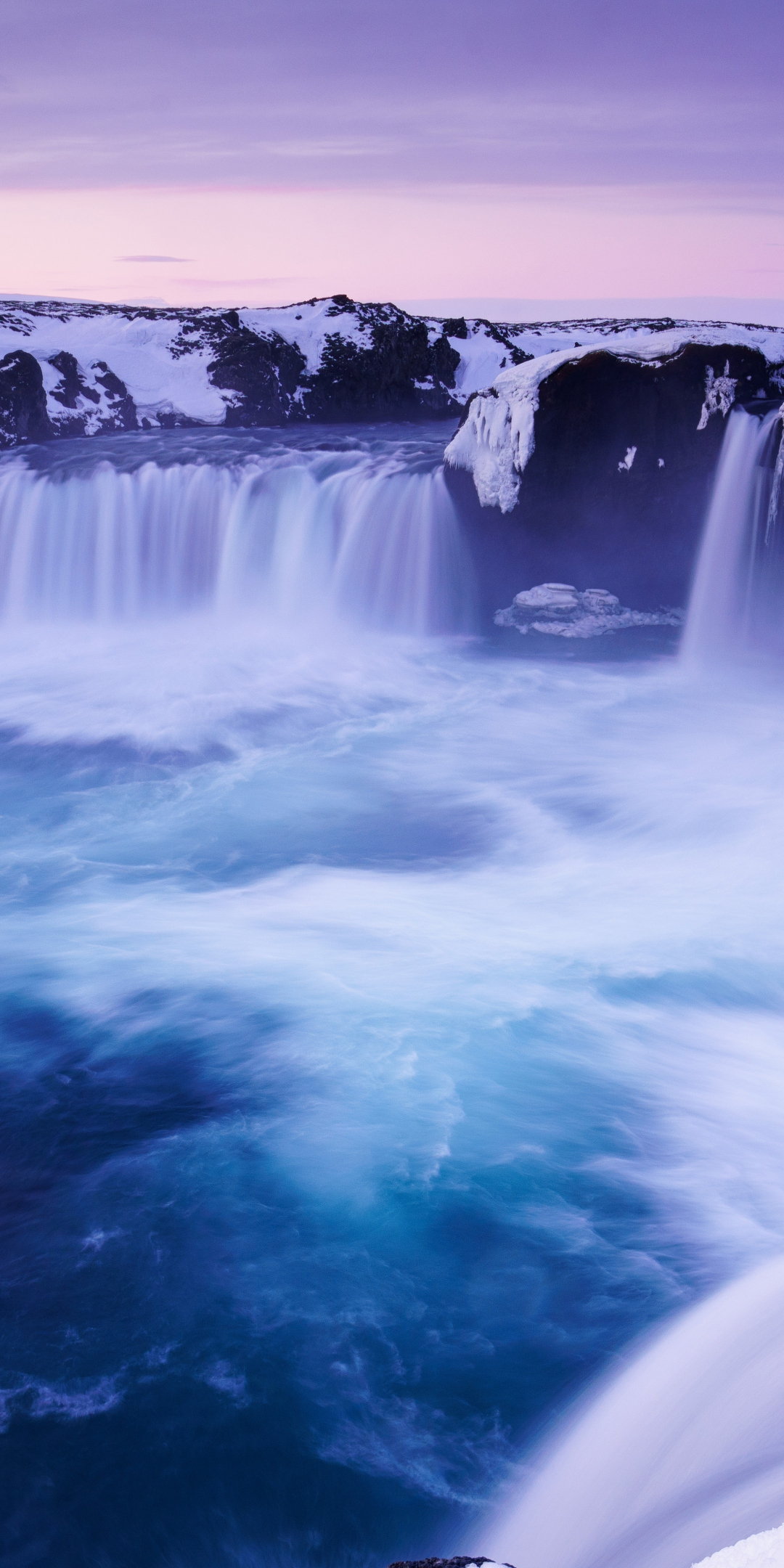 Godafoss, waterfall, blue, water stream, nature, Iceland, 1080x2160 wallpaper