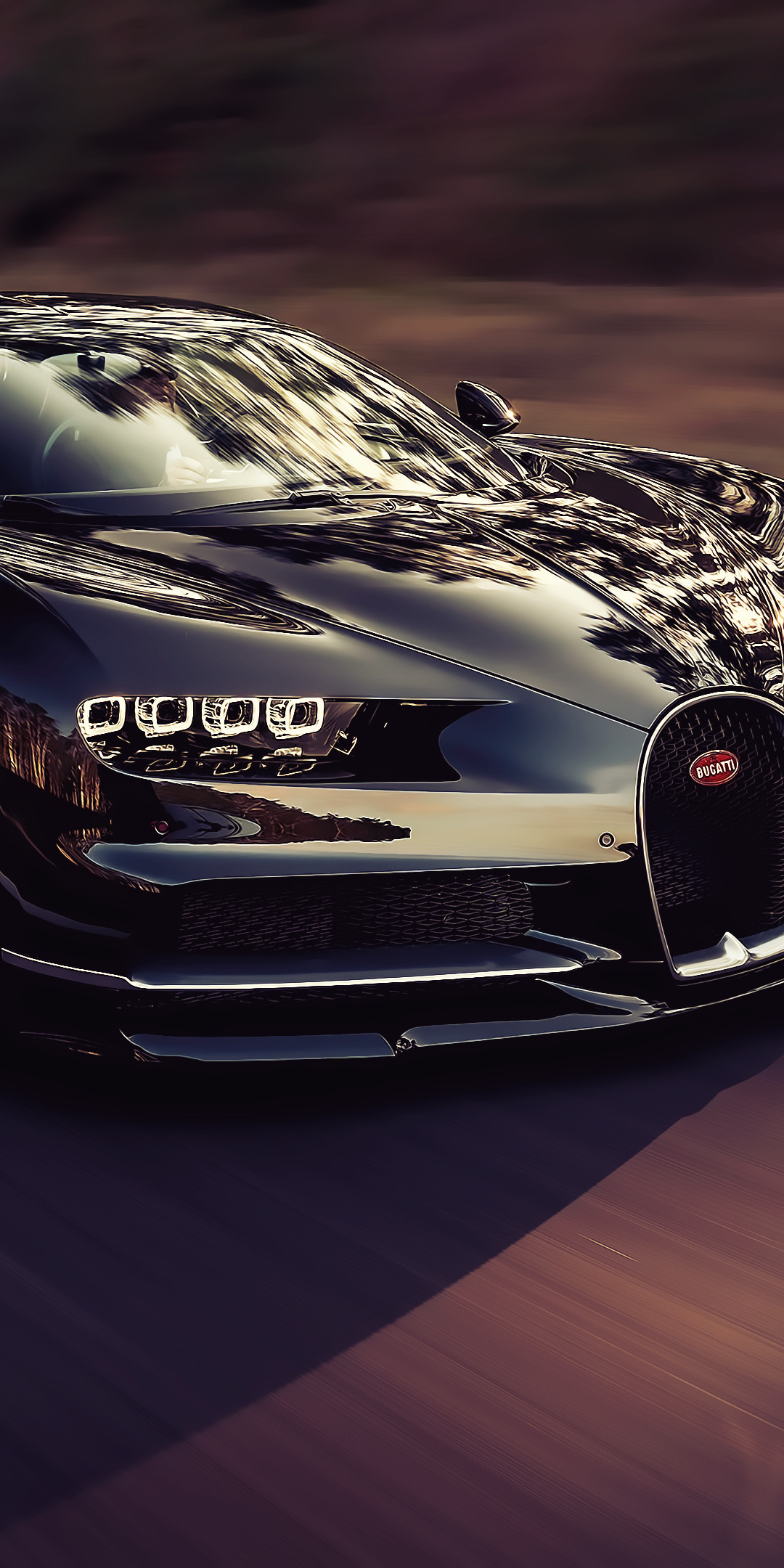 Luxury car, bugatti chiron, on road, 1080x2160 wallpaper