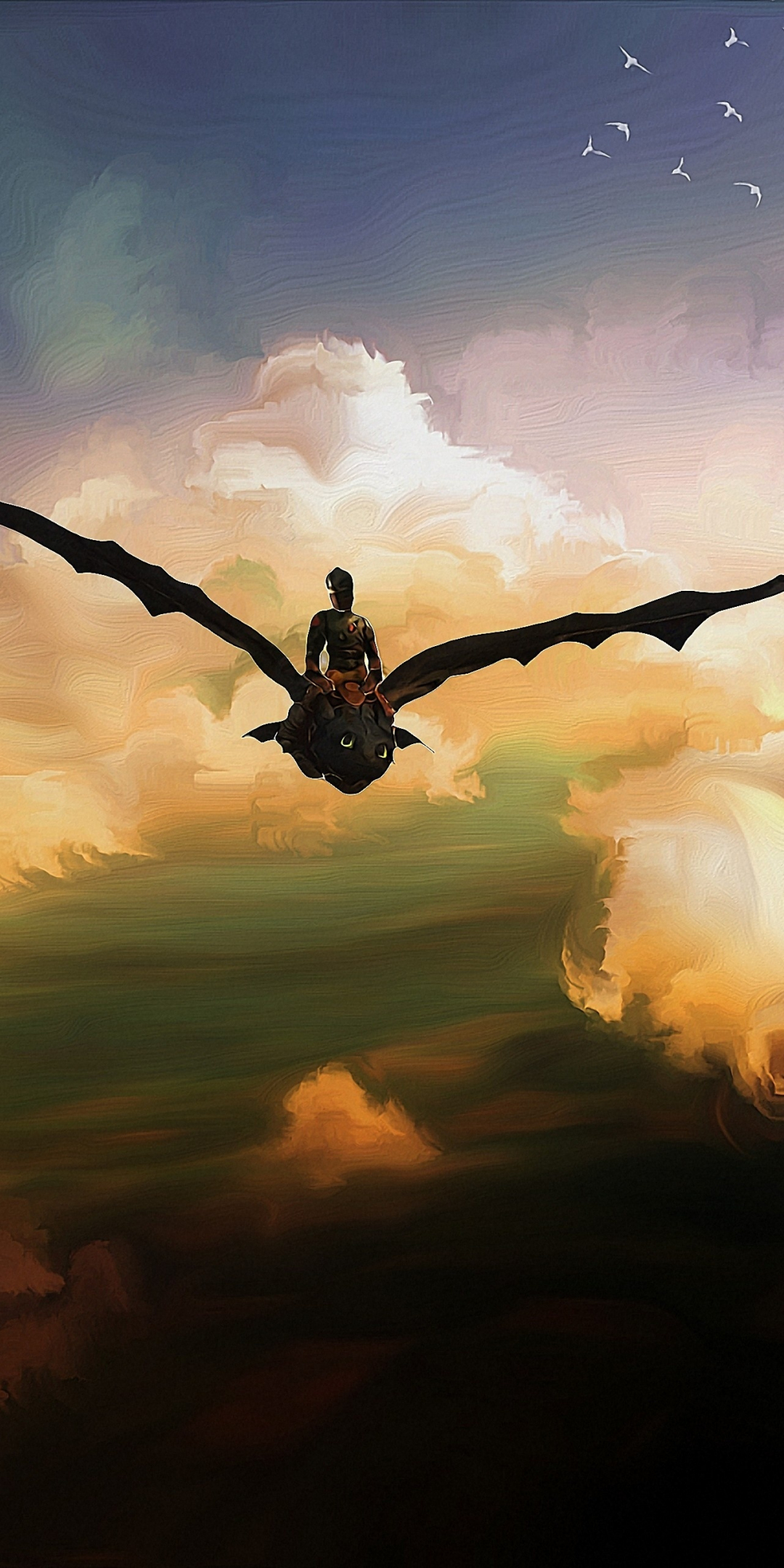 Toothless, How to train your Dragon, sky, clouds, artwork, 1080x2160 wallpaper