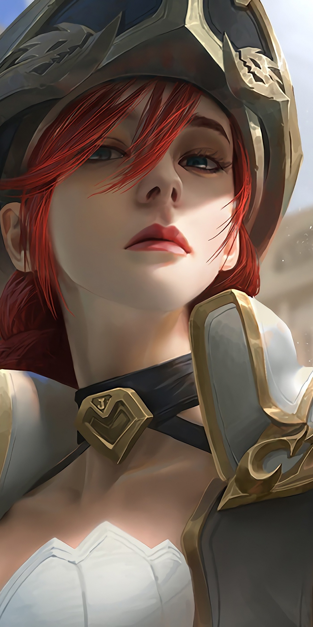 Miss Fortune, red head, online game, League of Legends, art, 1080x2160 wallpaper