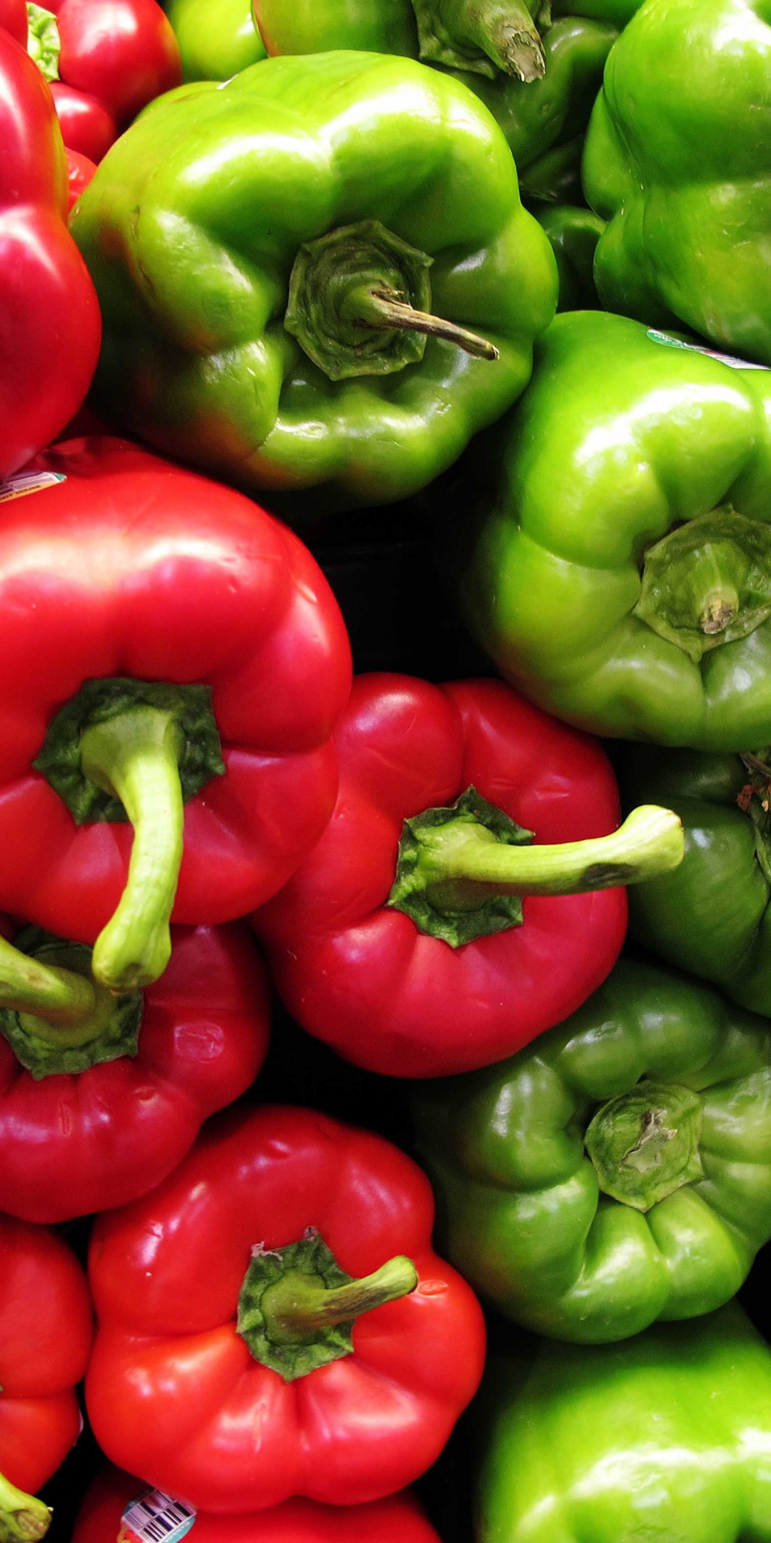 Red and green, vegetables, peppers, 1080x2160 wallpaper