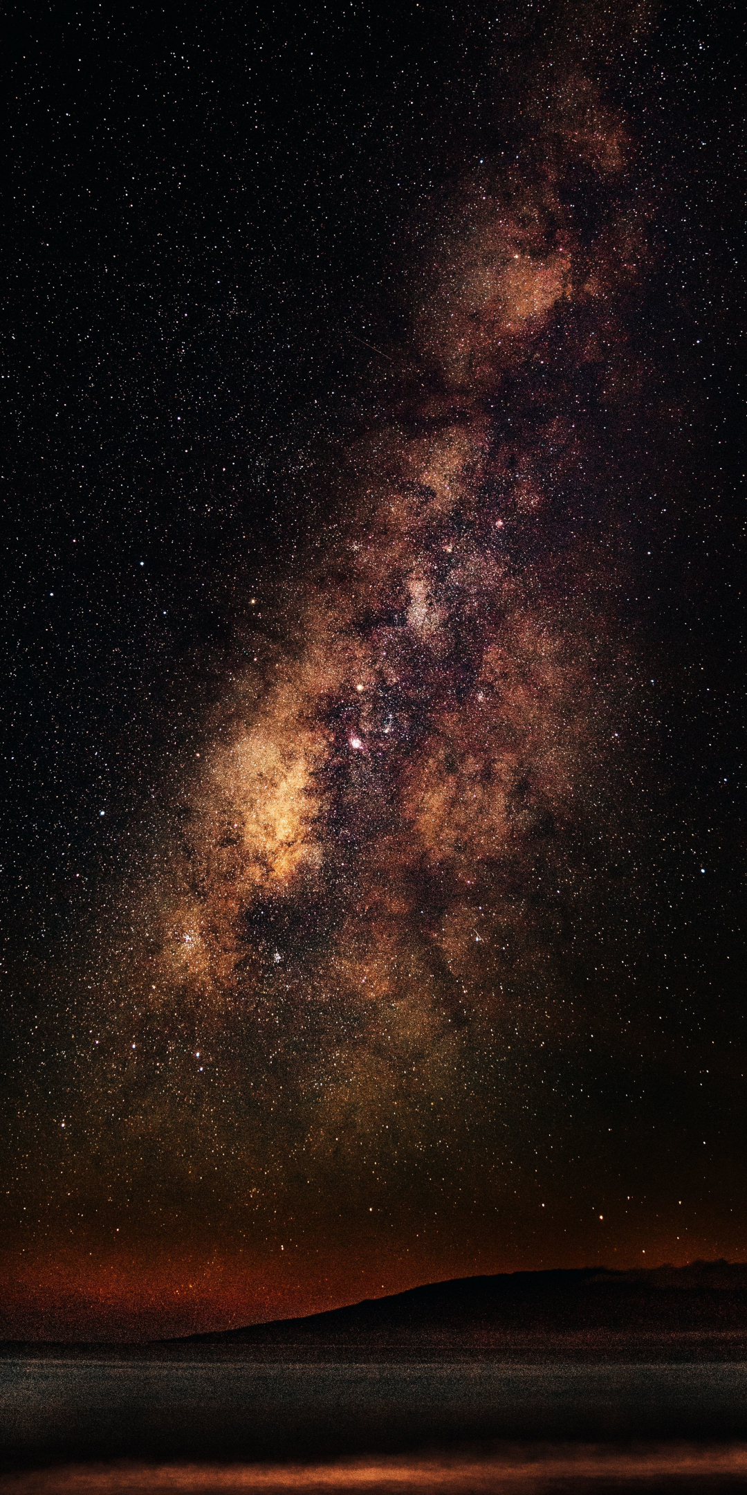 Starry sky, clouds, night, galaxy, dark, 1080x2160 wallpaper