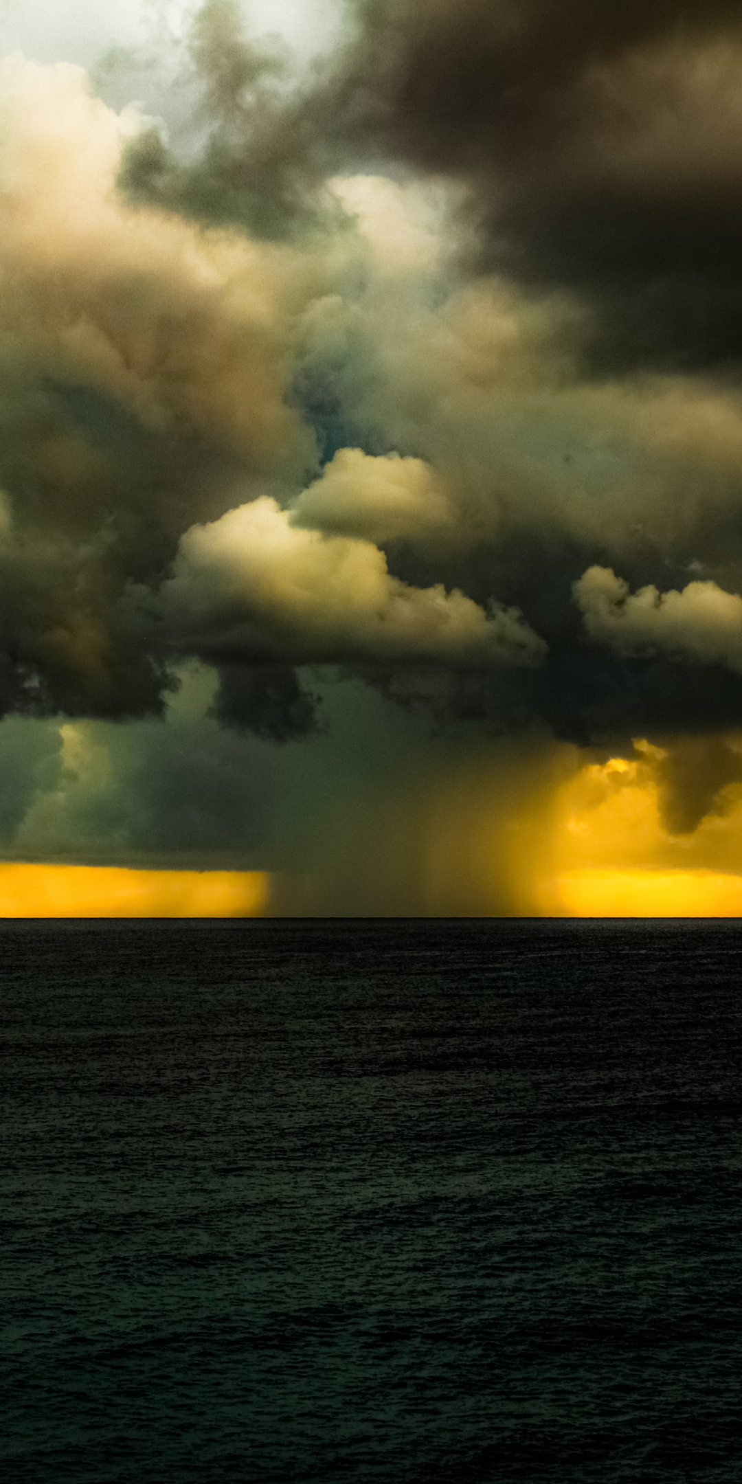 Clouds, storm, rain, sea, nature, 1080x2160 wallpaper
