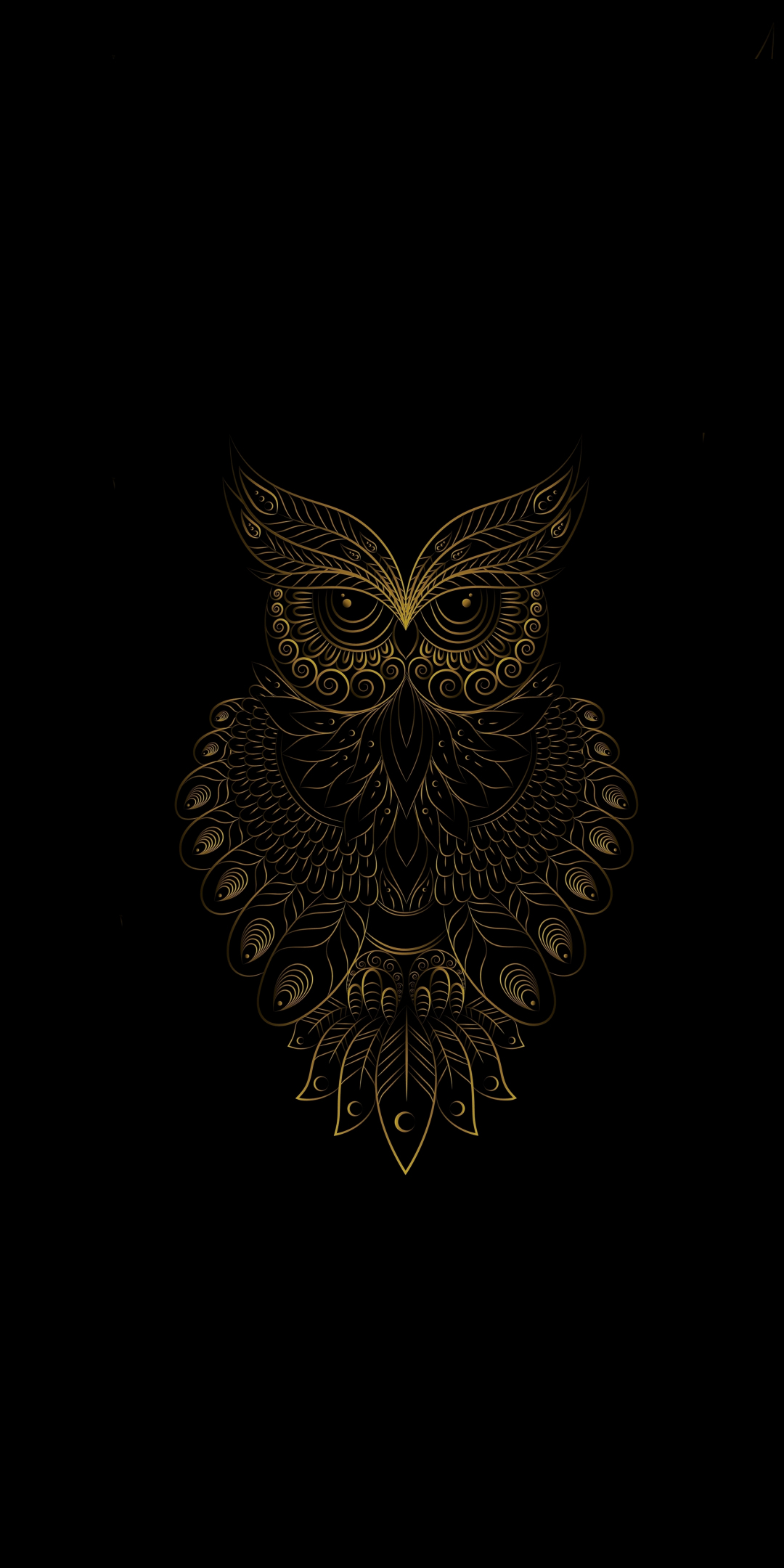 Golden Owl bird, pattern, art, 1080x2160 wallpaper