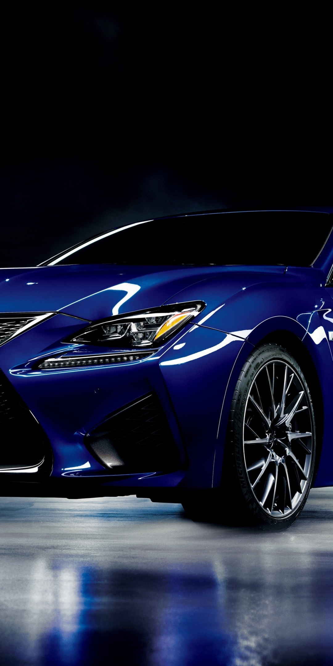Lexus RC-F, blue luxury coupe, 1080x2160 wallpaper