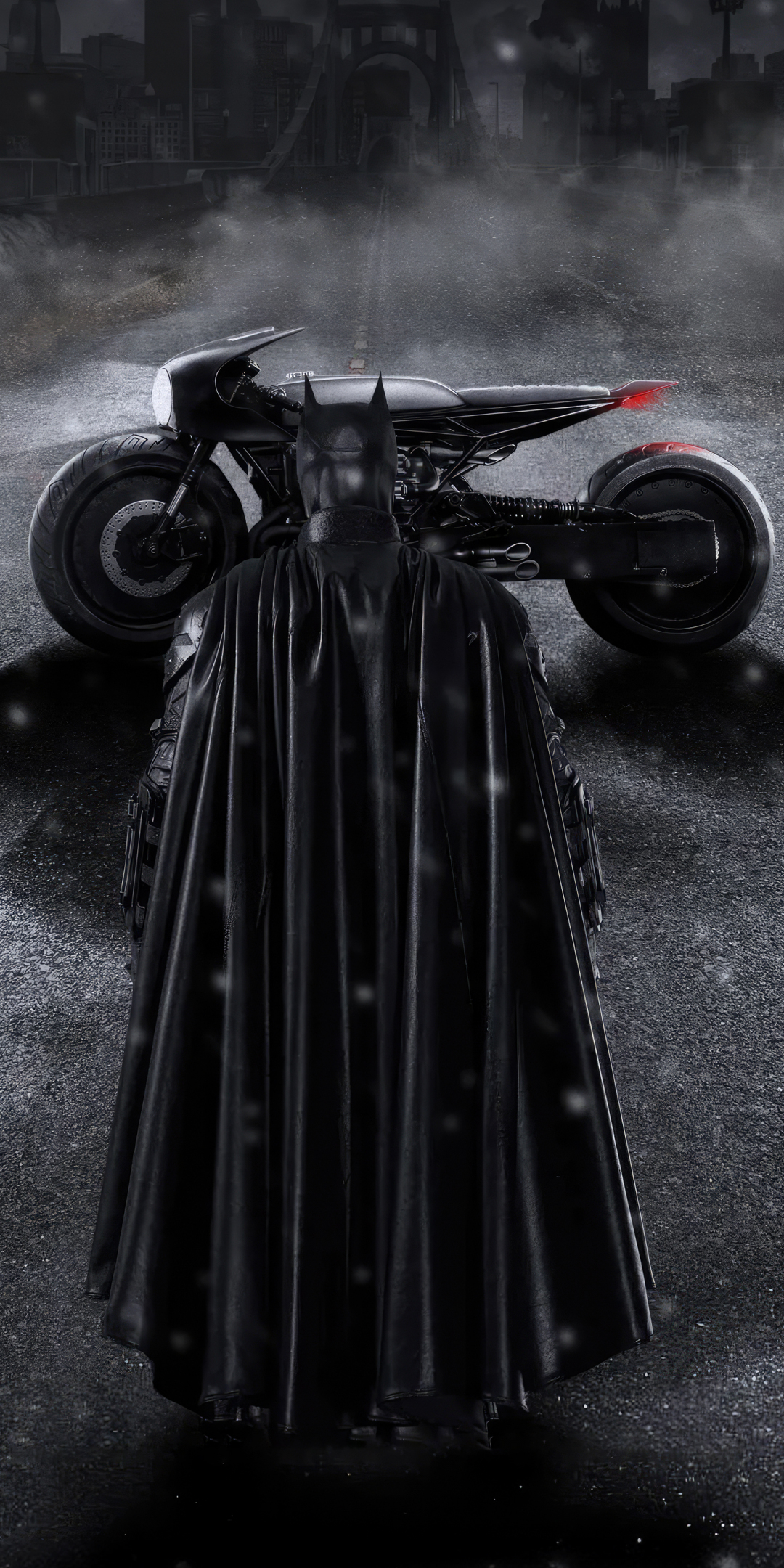 Batman and Batbike, dark, 1080x2160 wallpaper