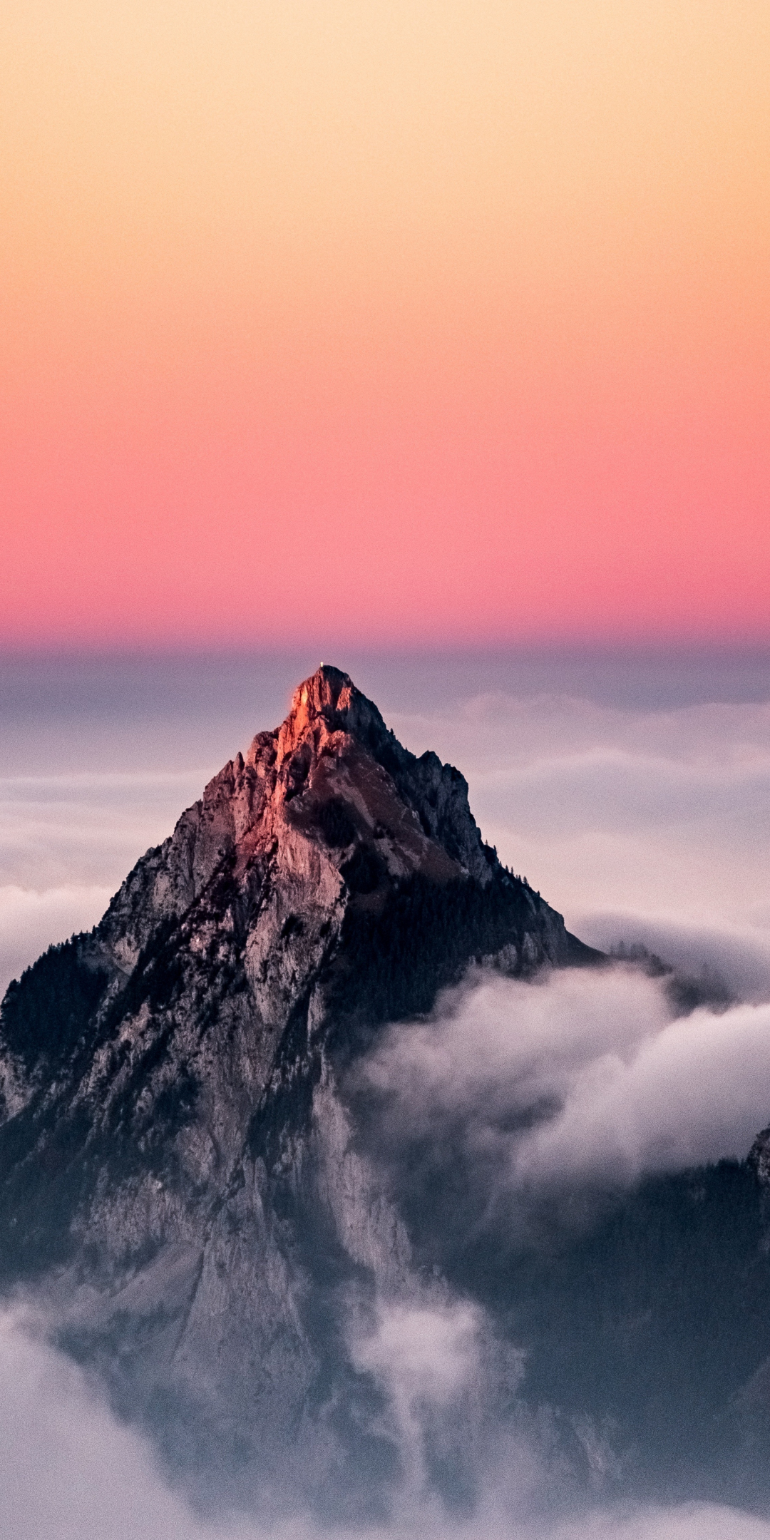 Sunset, clouds, peak, nature, Switzerland, 1080x2160 wallpaper