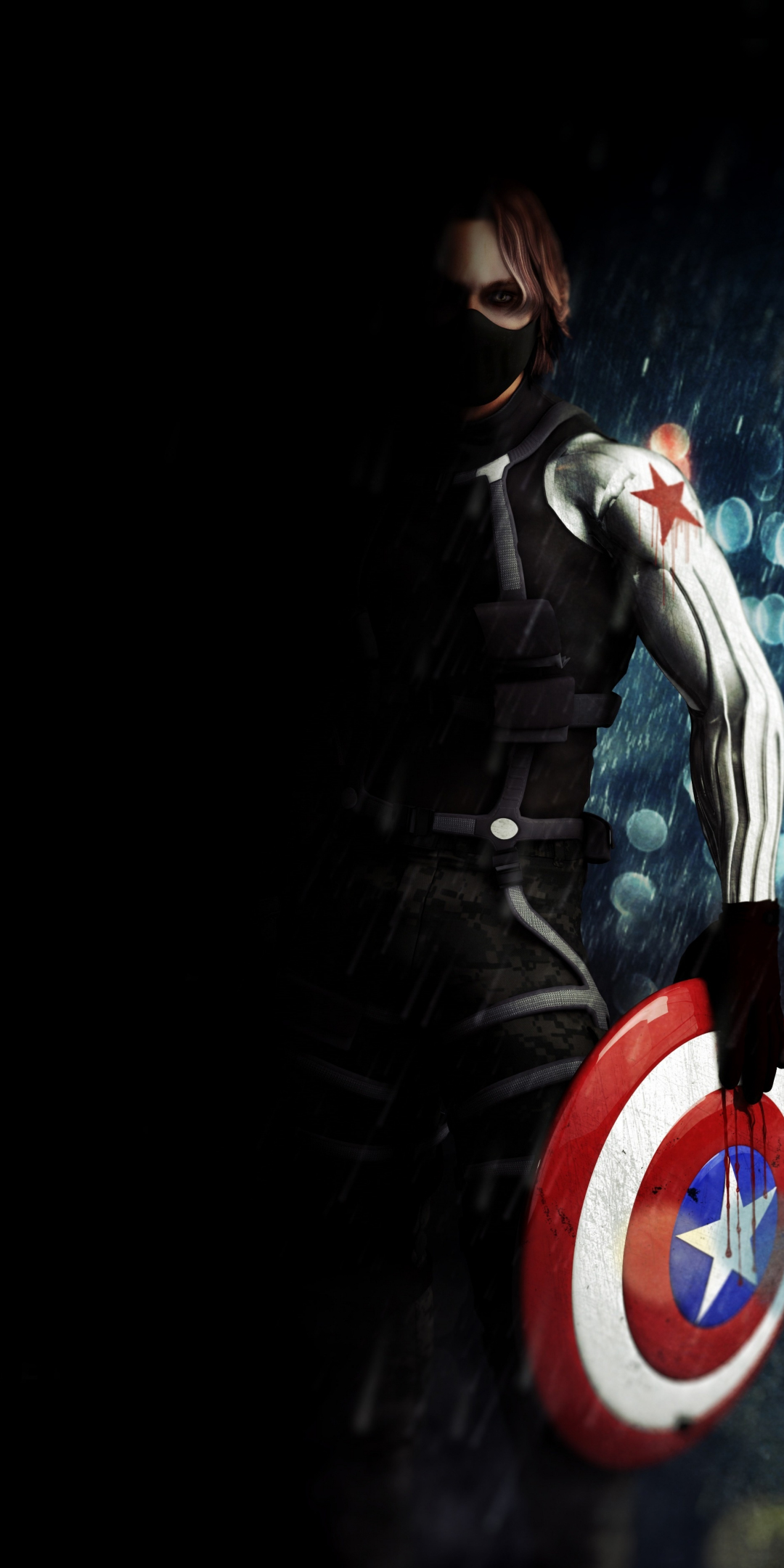 Bucky Barnes, Captain America: The Winter Soldier, movie, artwork, 1080x2160 wallpaper