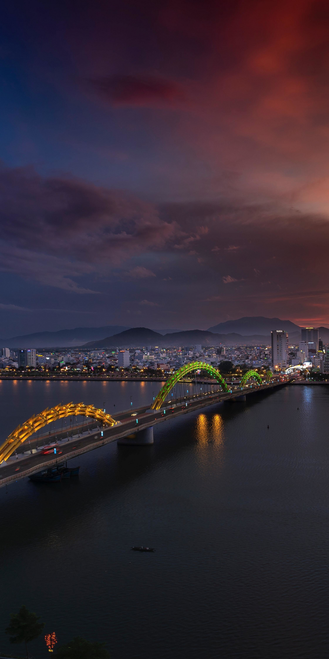 Bridge, cityscape, city, sunset, 1080x2160 wallpaper