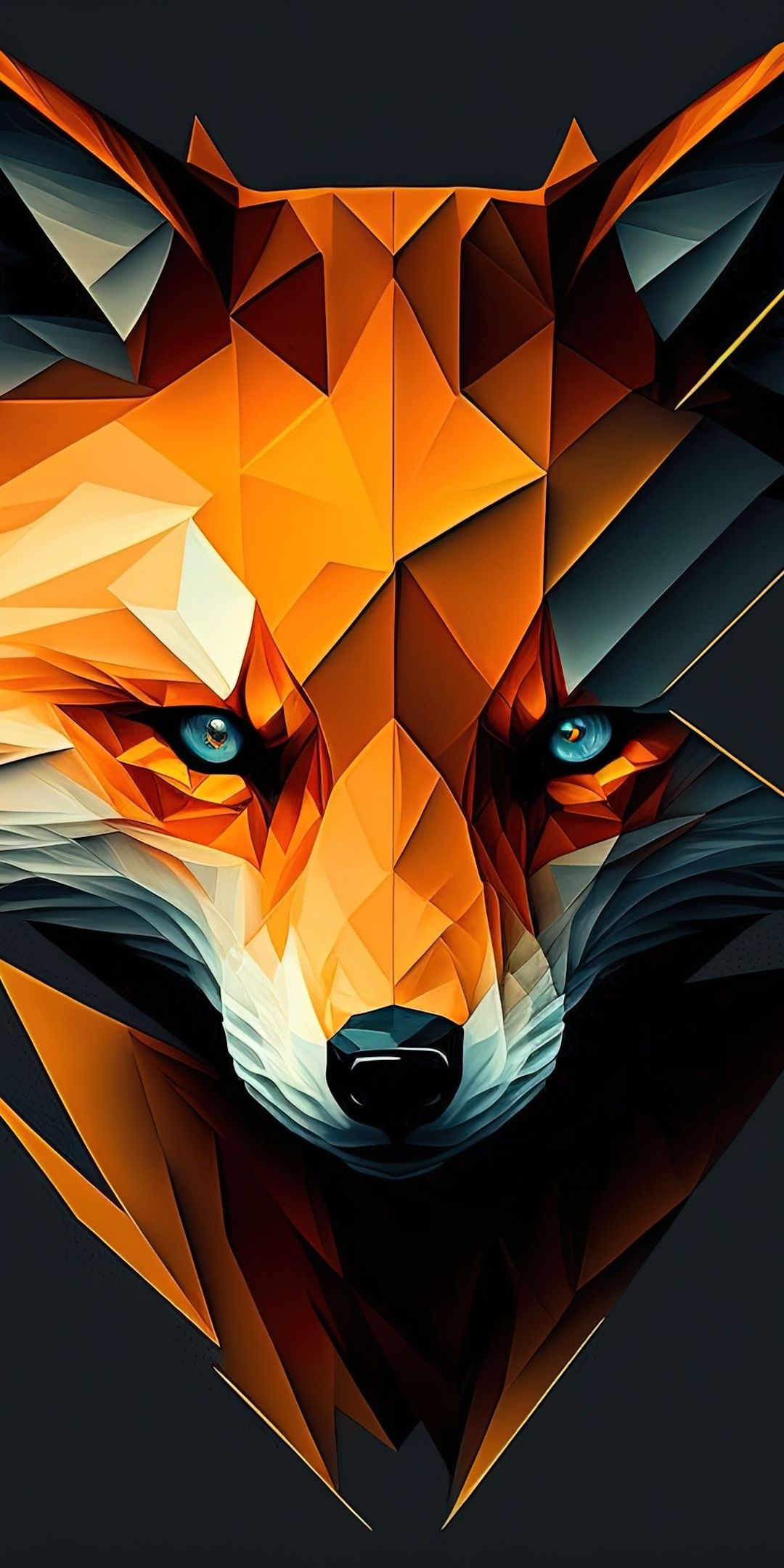 Minimal, fox muzzle, digital art, 1080x2160 wallpaper