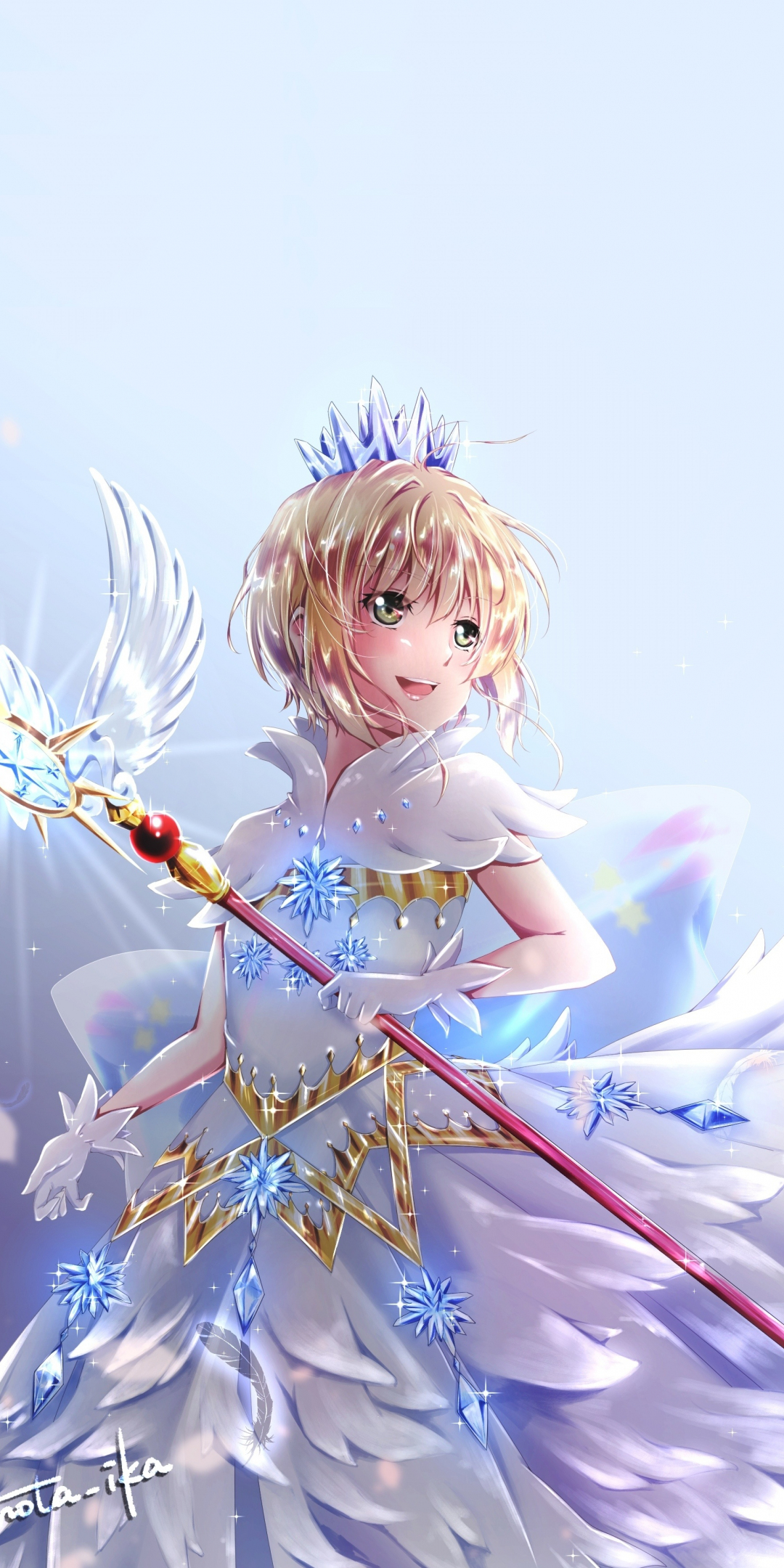 Angel, Sakura Kinomoto, cute, anime girl, 1080x2160 wallpaper