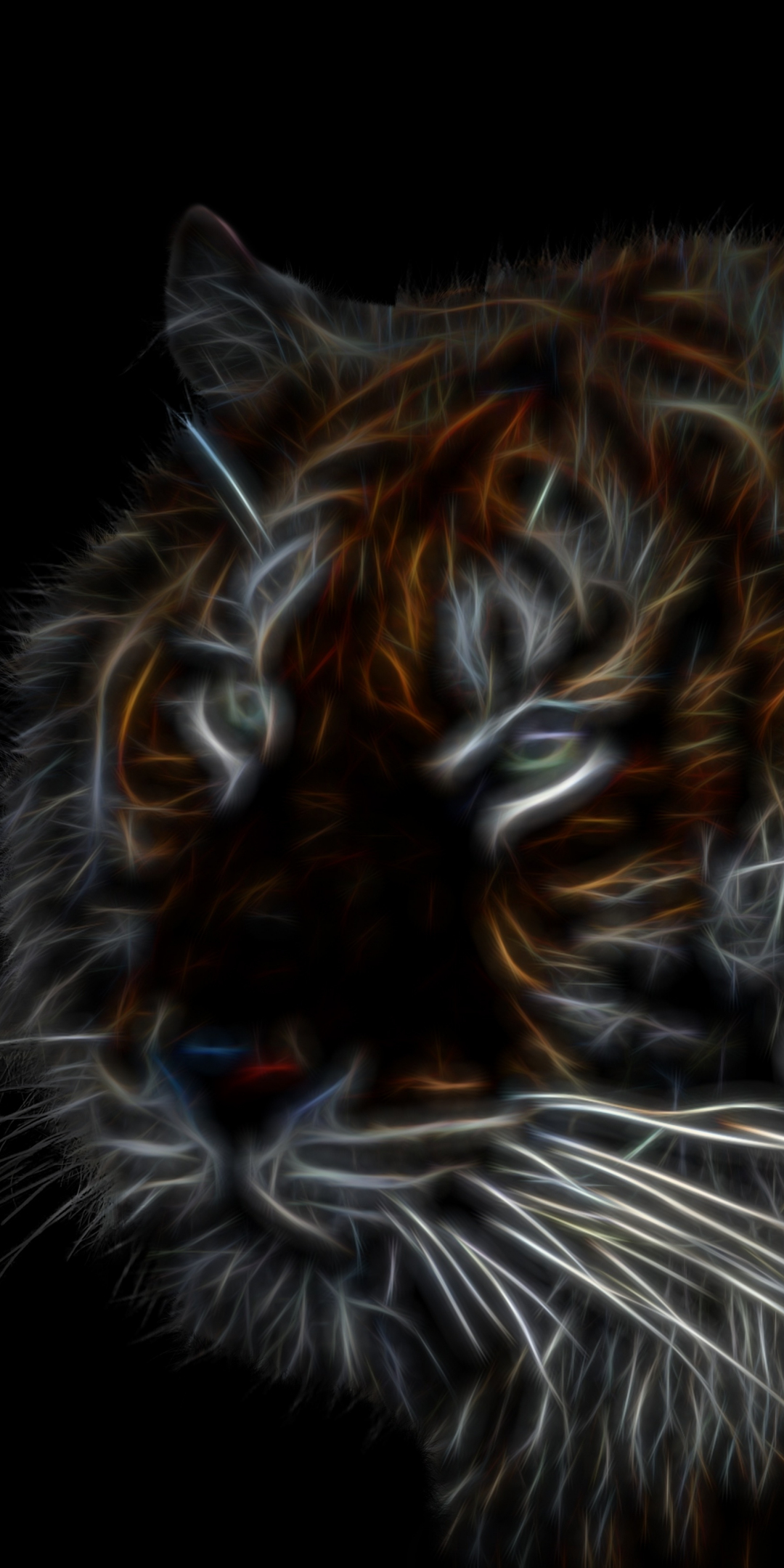 Tiger, dark, muzzle, art, 1080x2160 wallpaper