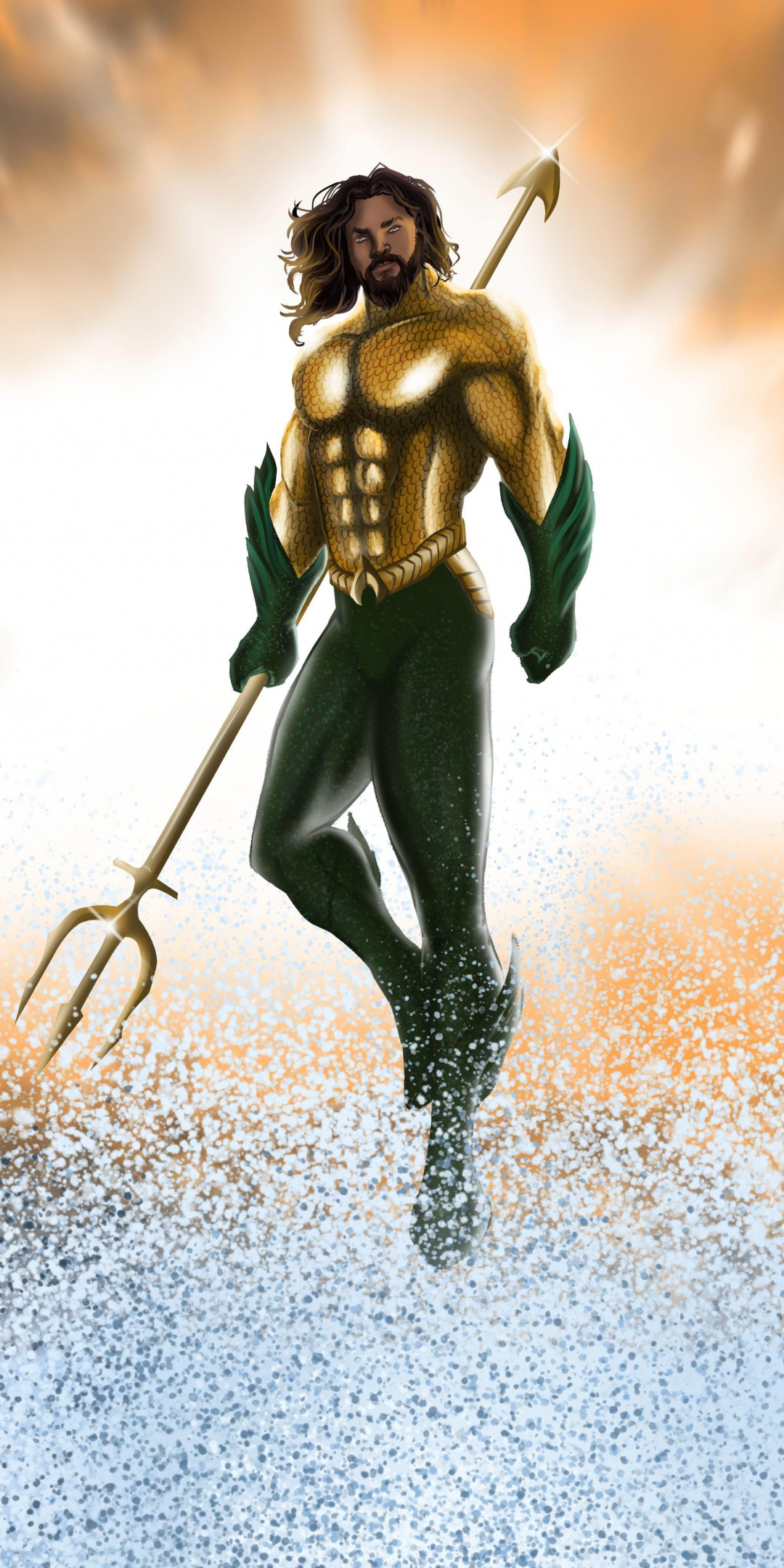 Aquaman, superhero, artwork, fan art, 1080x2160 wallpaper