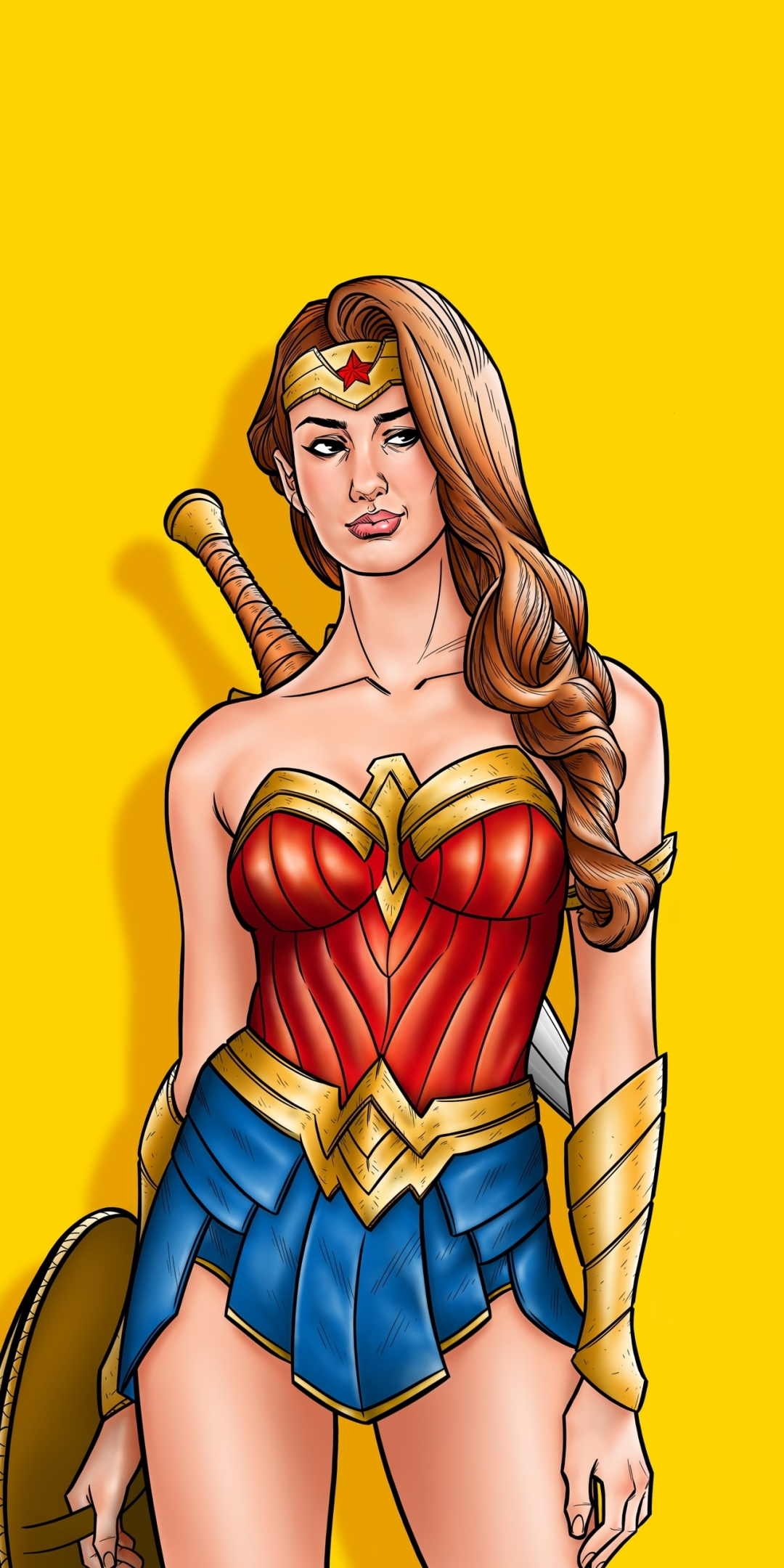 Wonder Woman, warrior, minimal art, 1080x2160 wallpaper
