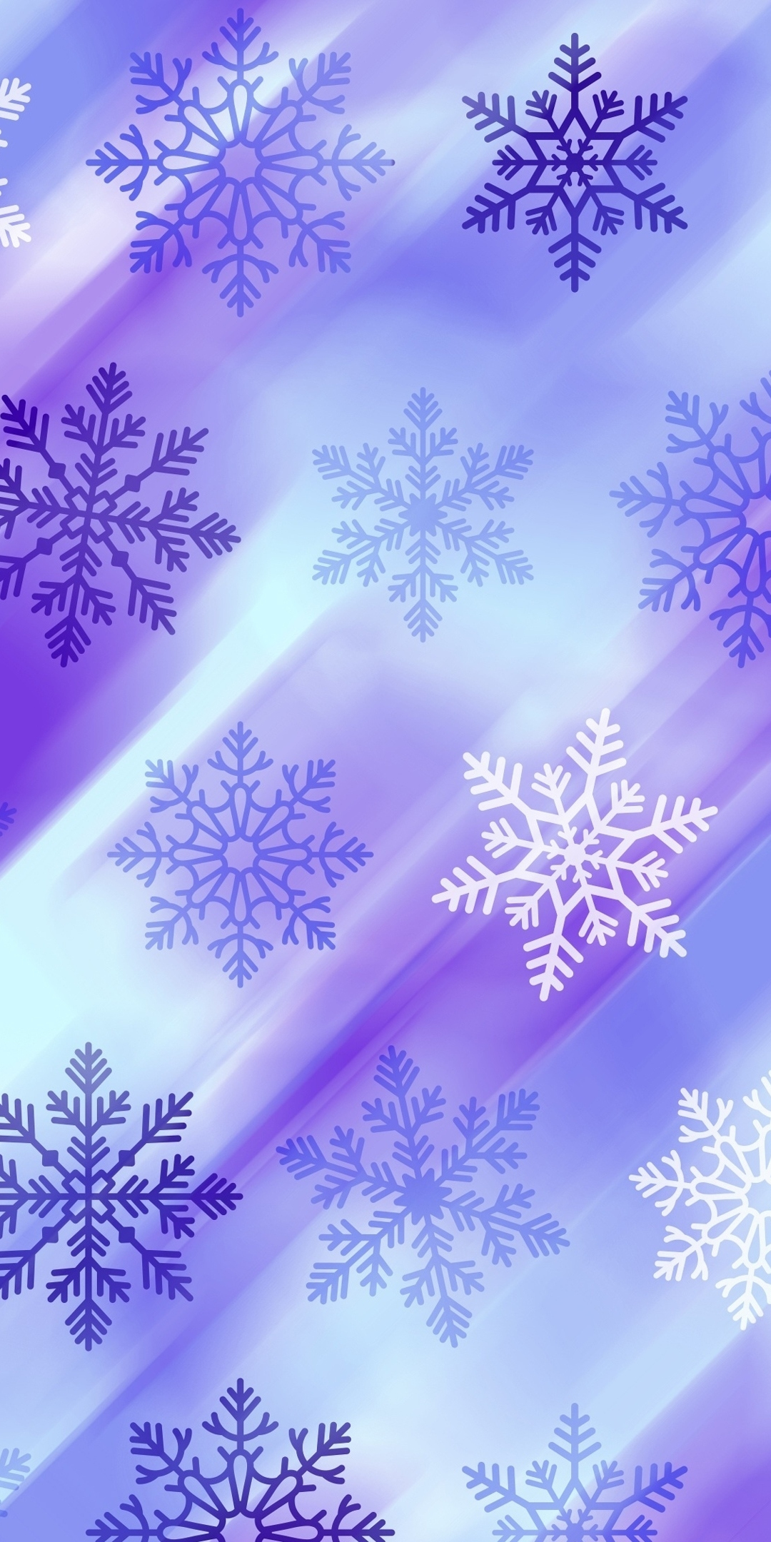 Snowflake, bluish-white flakes, abstract, 1080x2160 wallpaper