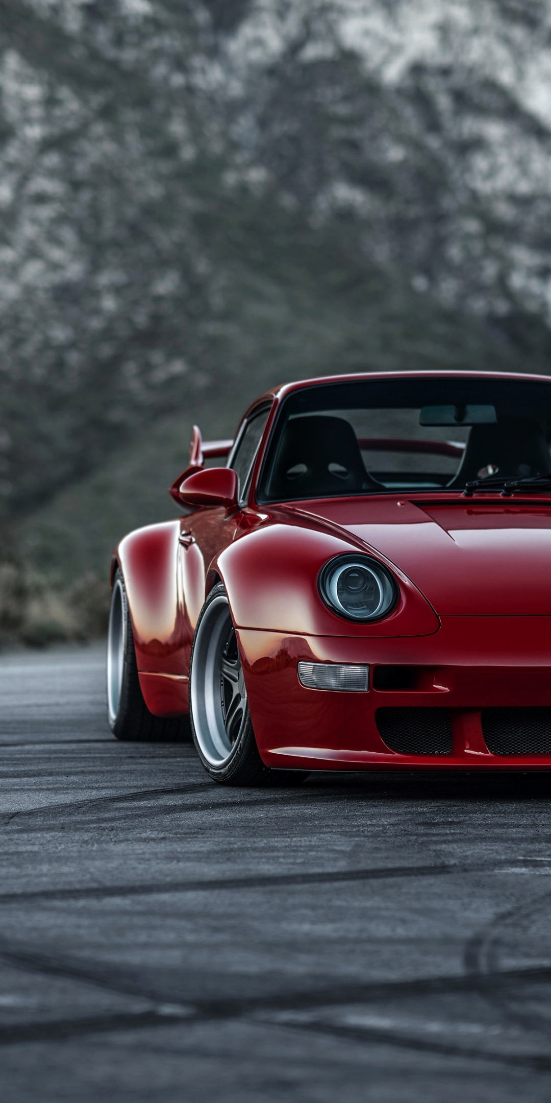 Classic car, red Porsche 911, 1080x2160 wallpaper