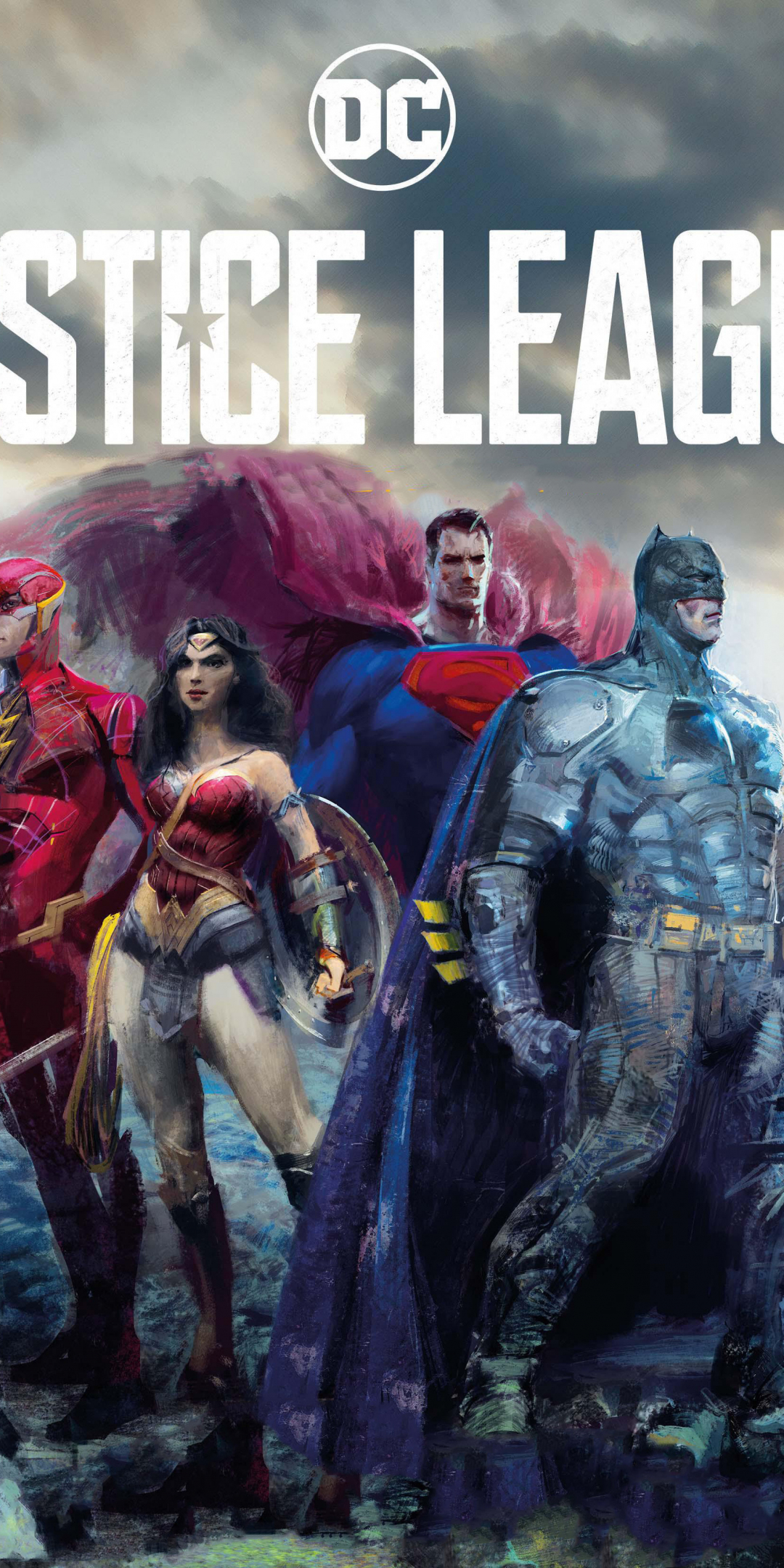 Justice league, movie, fan artwork, batman, superman, wonder woman, 1080x2160 wallpaper