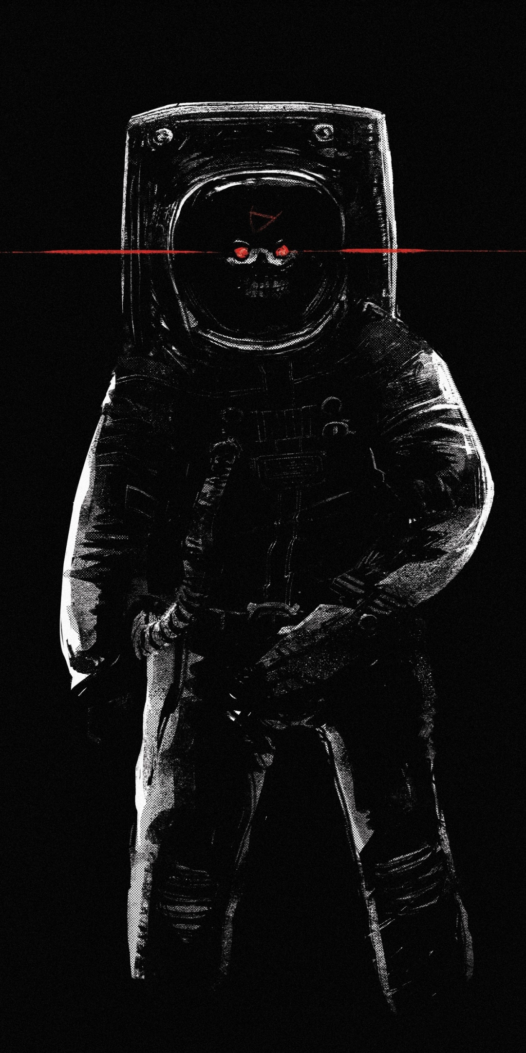 Astronaut, dark, minimal, skull, 1080x2160 wallpaper