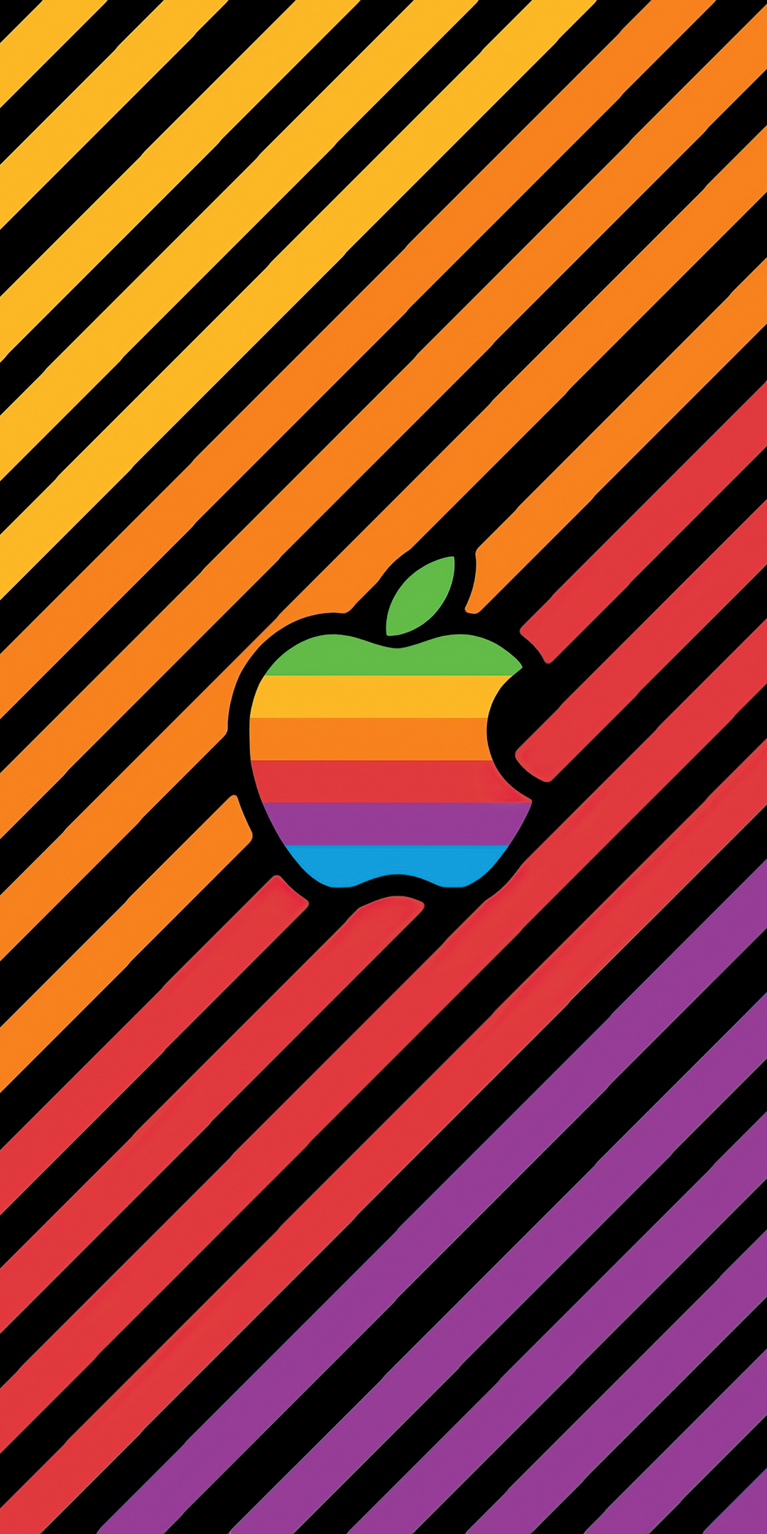 Apple INC, colorful logo, stripes, 1080x2160 wallpaper