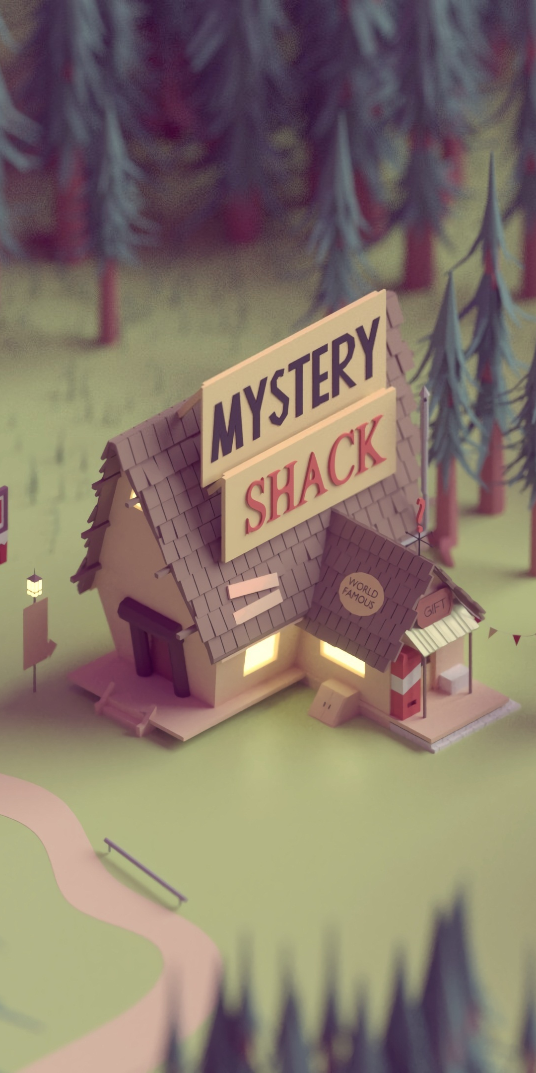 House, forest, TV show, Gravity Falls, 1080x2160 wallpaper