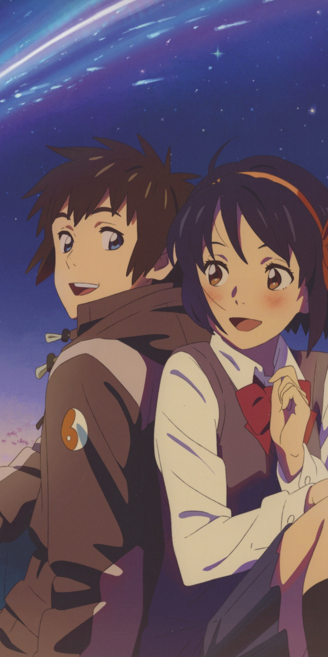 Cute couple, Mitsuha Miyamizu, Taki Tachibana, Kimi no Na wa., 1080x2160 wallpaper