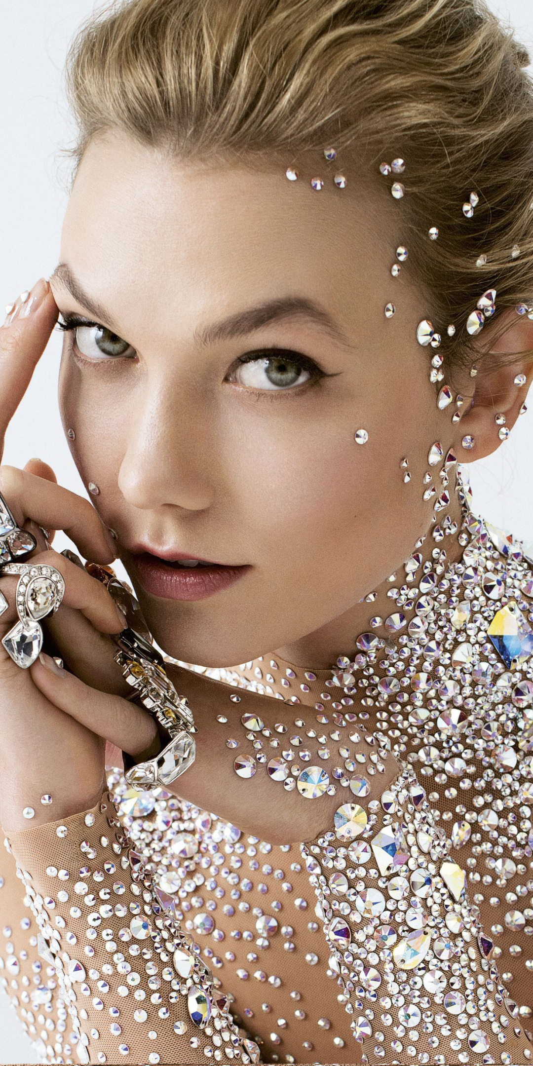 Karlie Kloss, American model, makeup, 1080x2160 wallpaper