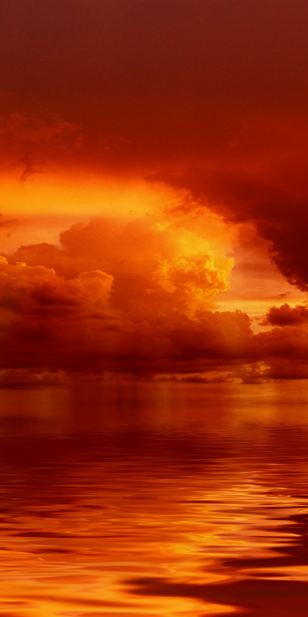 Red clouds, storm, sunset, art, 1080x2160 wallpaper