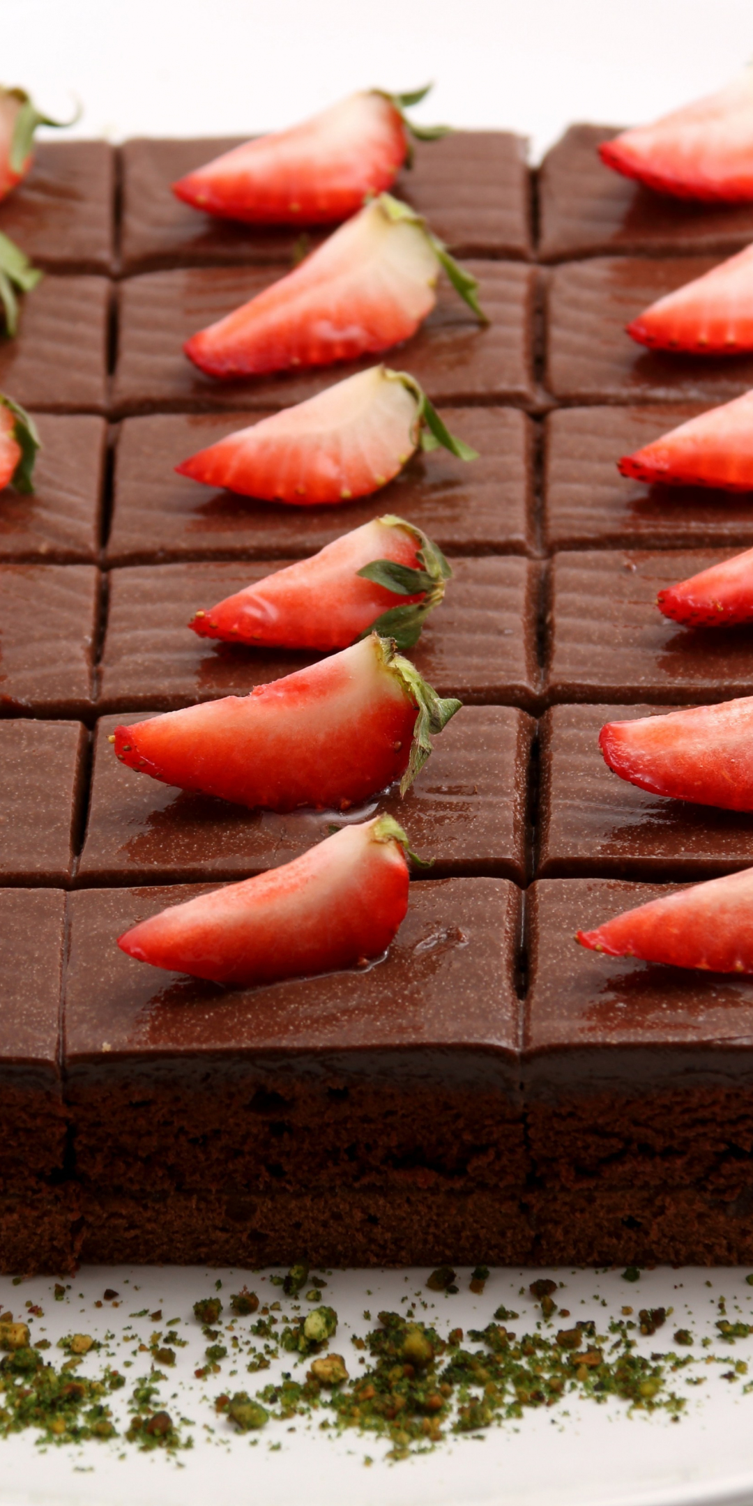 Brownie, fruits, cake, strawberry, dessert, 1080x2160 wallpaper