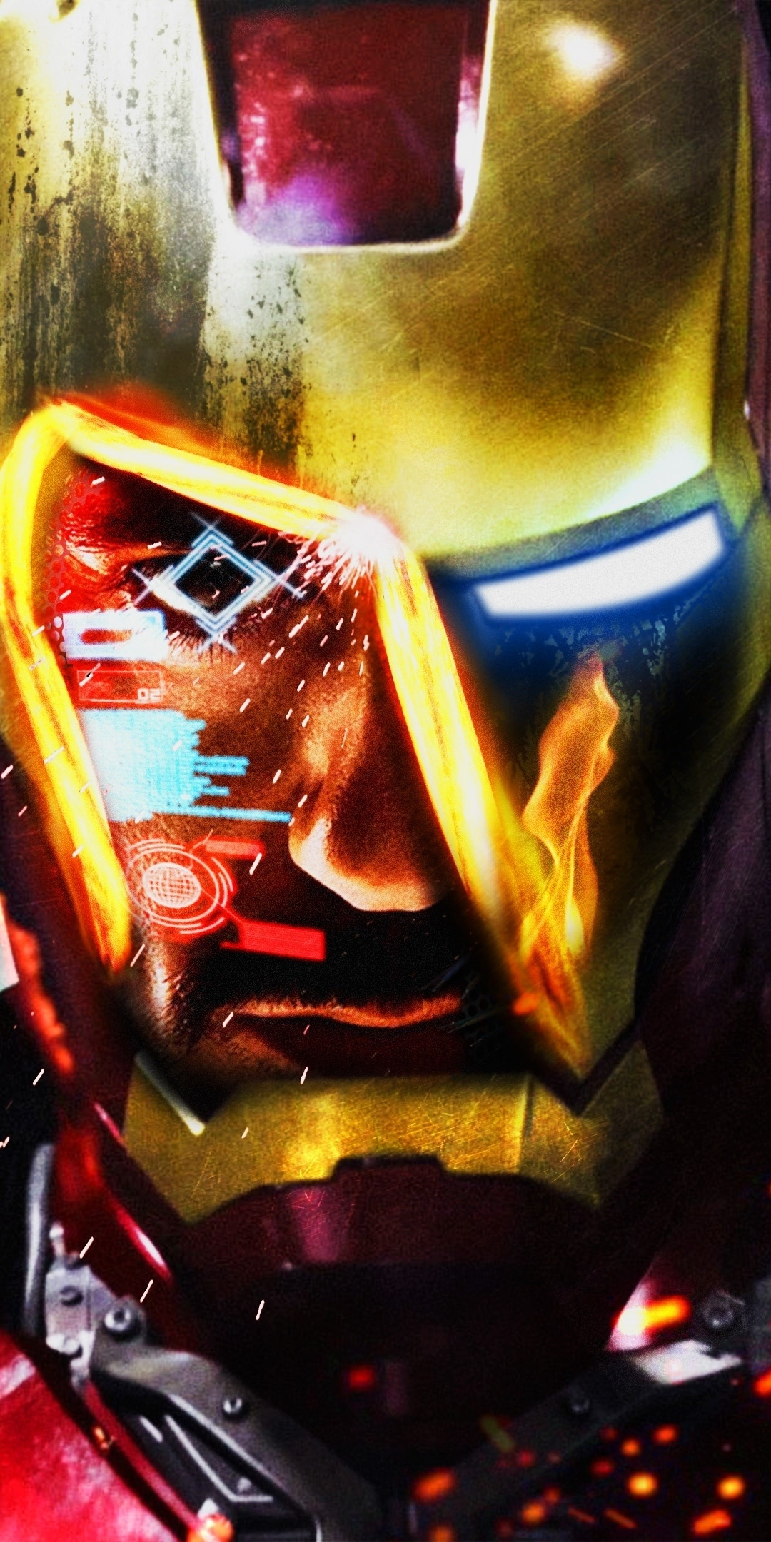 Iron man, helmet, superhero, art, 1080x2160 wallpaper