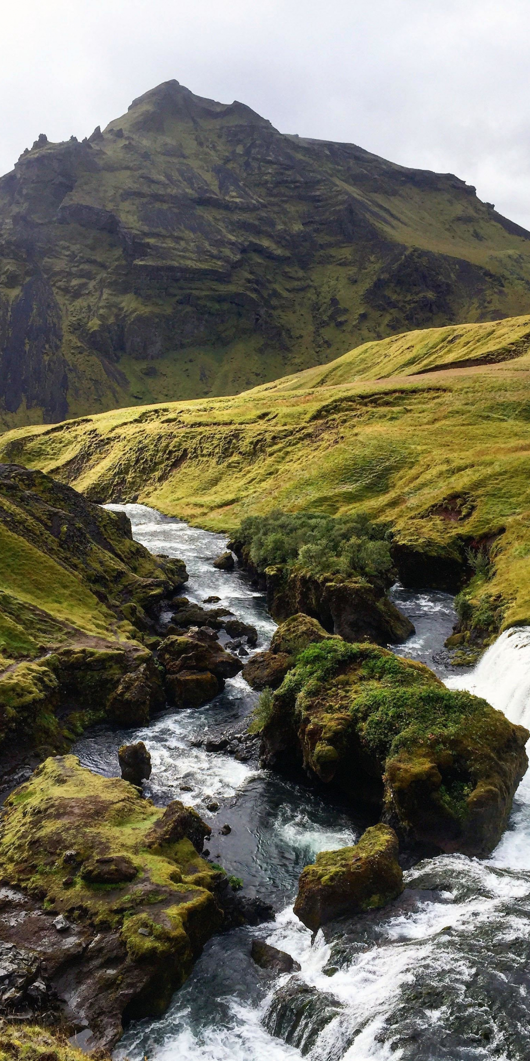 Water current, river, landscape, green, 1080x2160 wallpaper