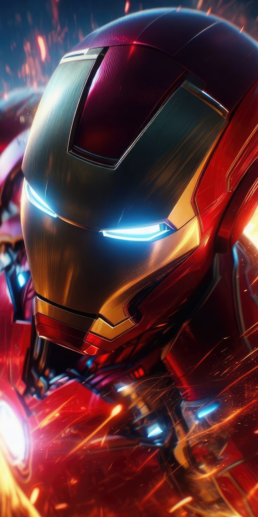 Iron man, metallic suit with fire power, 2024, 1080x2160 wallpaper