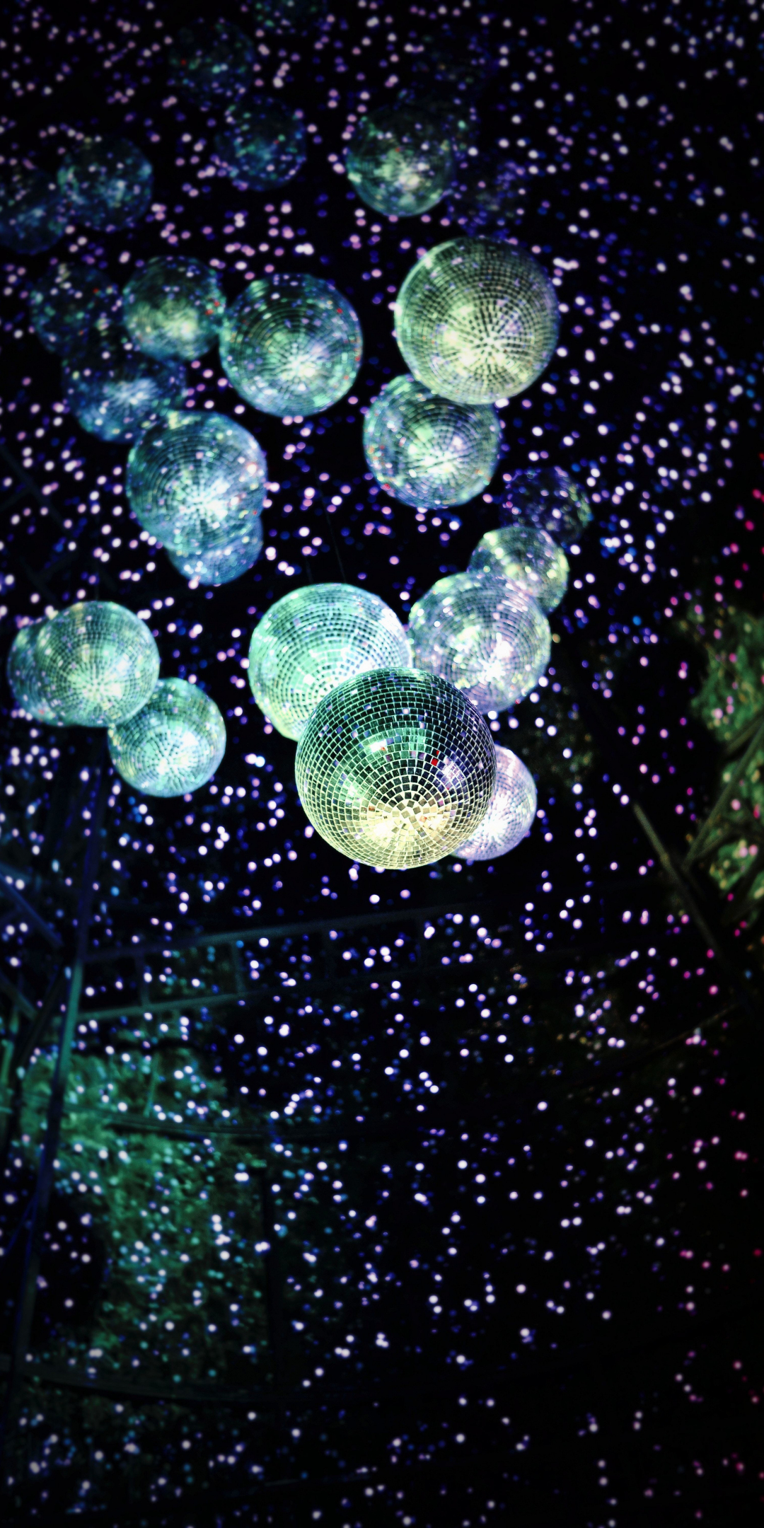 Disco ball, glitter, party lights, dark, 1080x2160 wallpaper