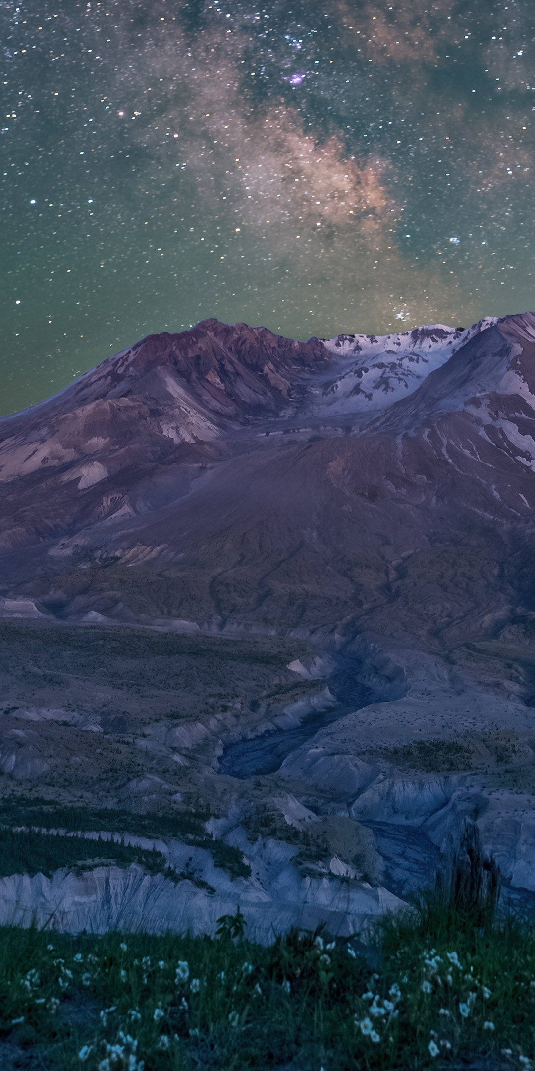 Mount Saint Helens, night, milky way view, landscape, nature, 1080x2160 wallpaper