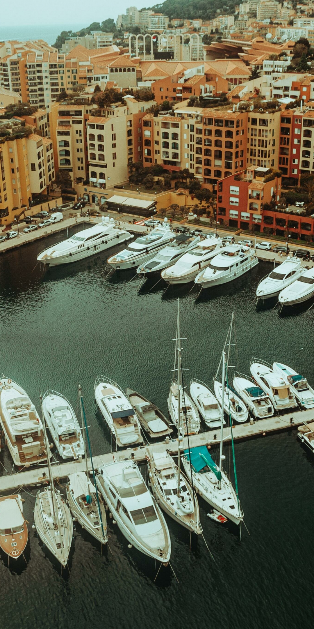 Aerial view, bay of Monaco city, cityscape, 1080x2160 wallpaper