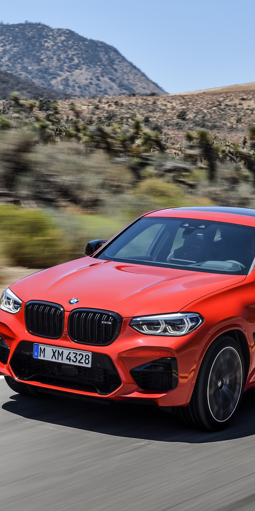 On-road, Red BMW X4, 1080x2160 wallpaper