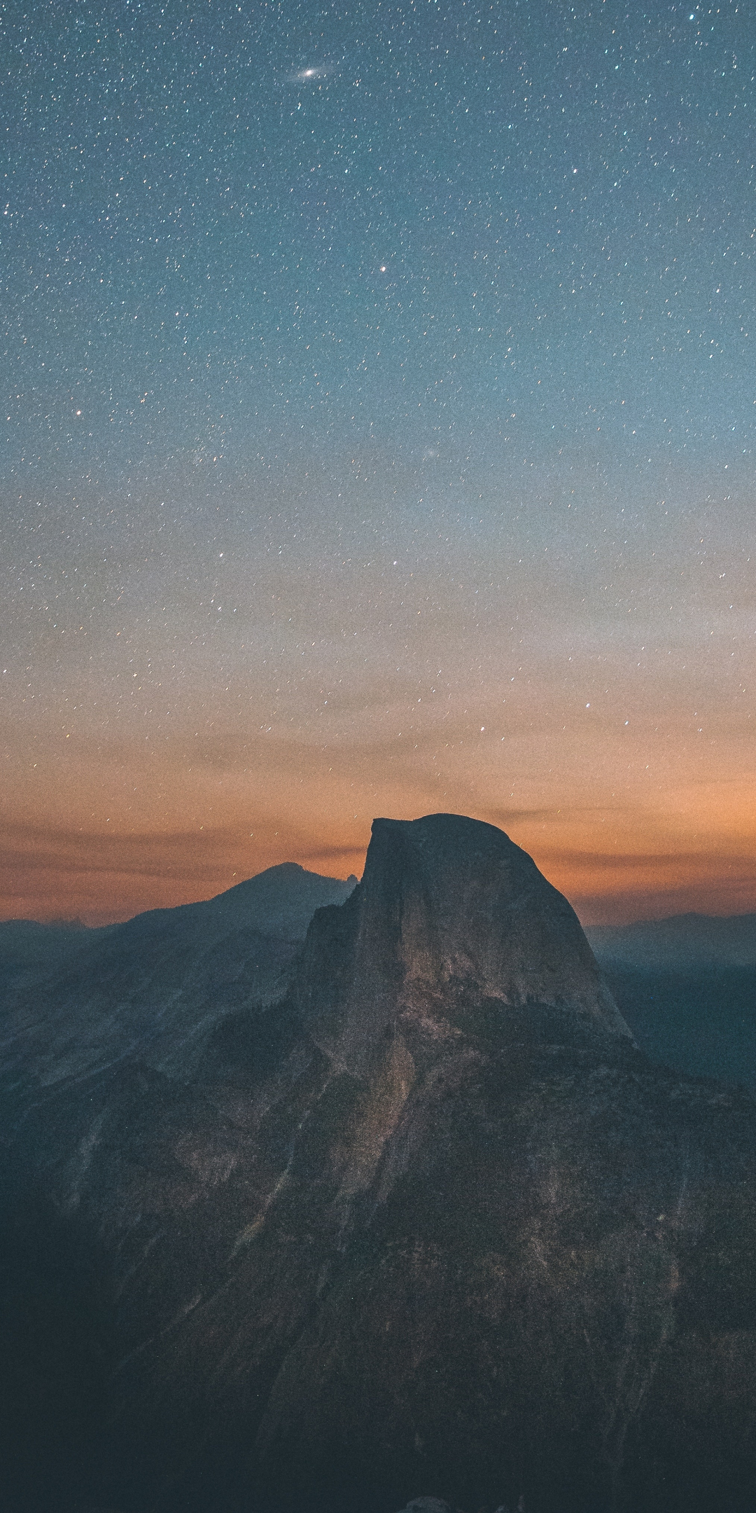 Half Dome, Yosemite Valley, starry night, sky, 1080x2160 wallpaper