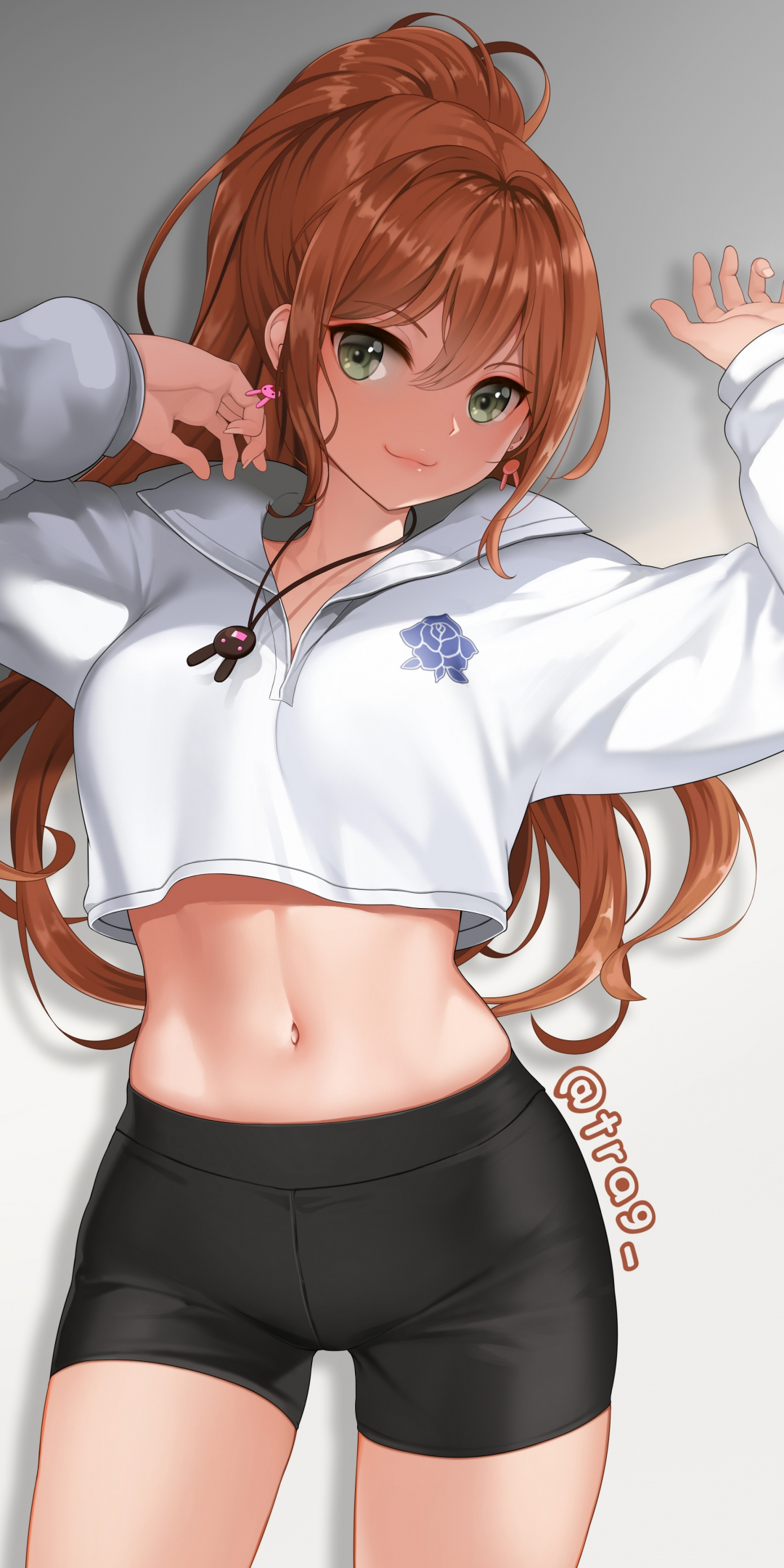 Anime girl, redhead, beautiful, 1080x2160 wallpaper