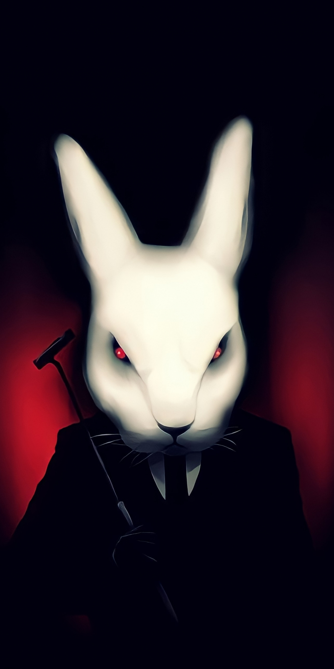 Red eyes bunny, the agent, minimal & dark, art, 1080x2160 wallpaper