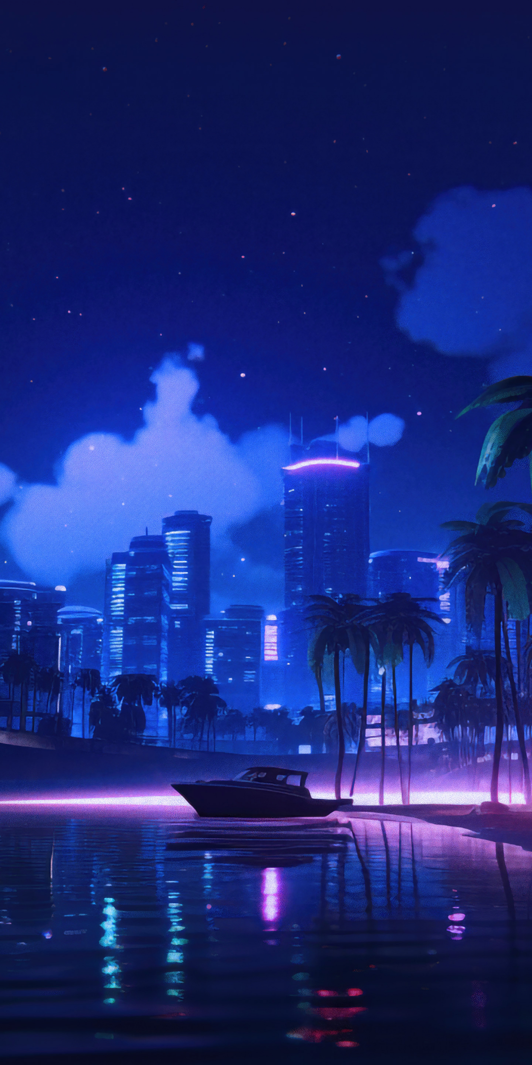 GTA VI, vice city game, coast, night, 1080x2160 wallpaper