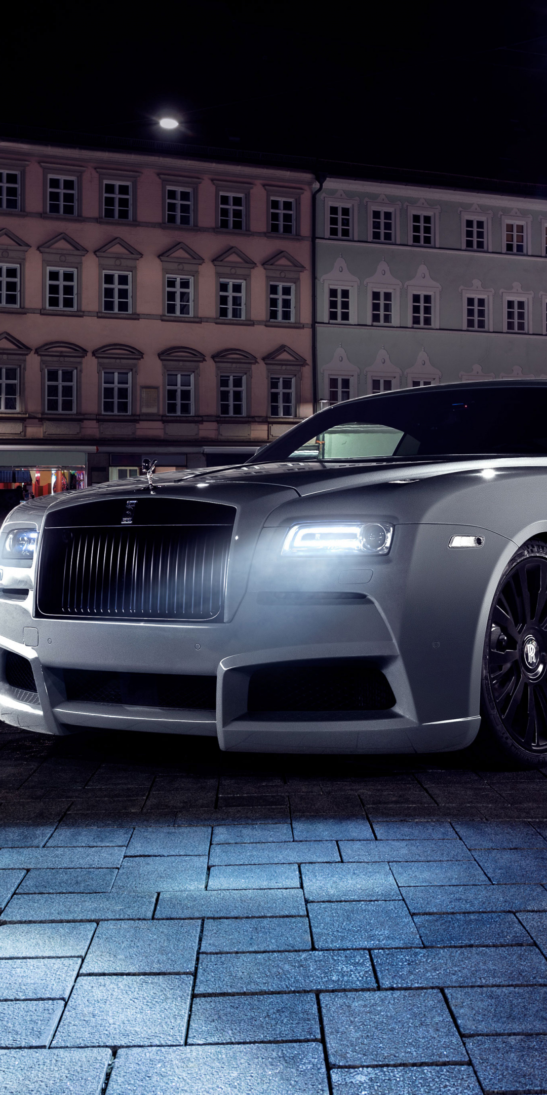 Rolls-Royce Wraith, white car, front, 2017, 1080x2160 wallpaper