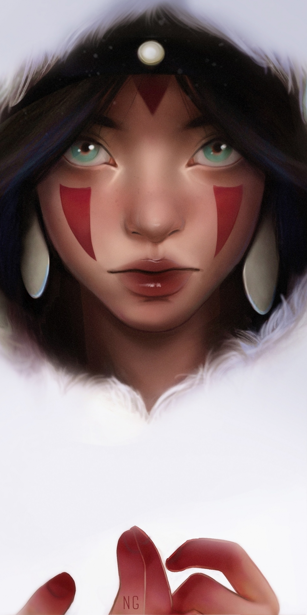 Princess Mononoke, artwork, movie, minimal, 1080x2160 wallpaper
