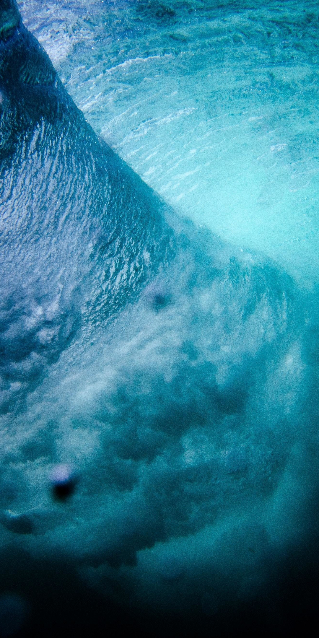 Underwater, blue bubbles, close up, 1080x2160 wallpaper
