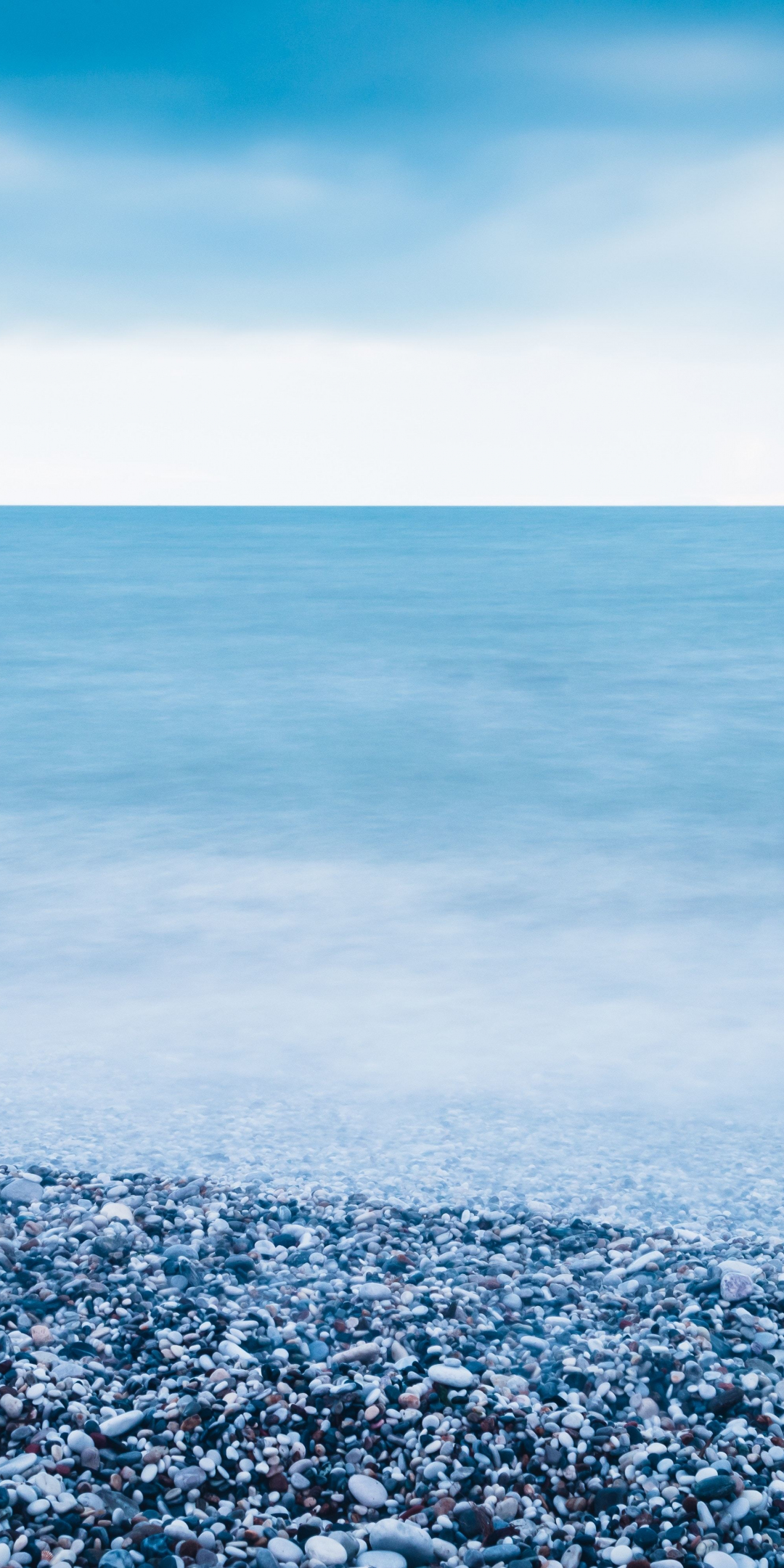 Blue beach, sea, pebbles, 1080x2160 wallpaper
