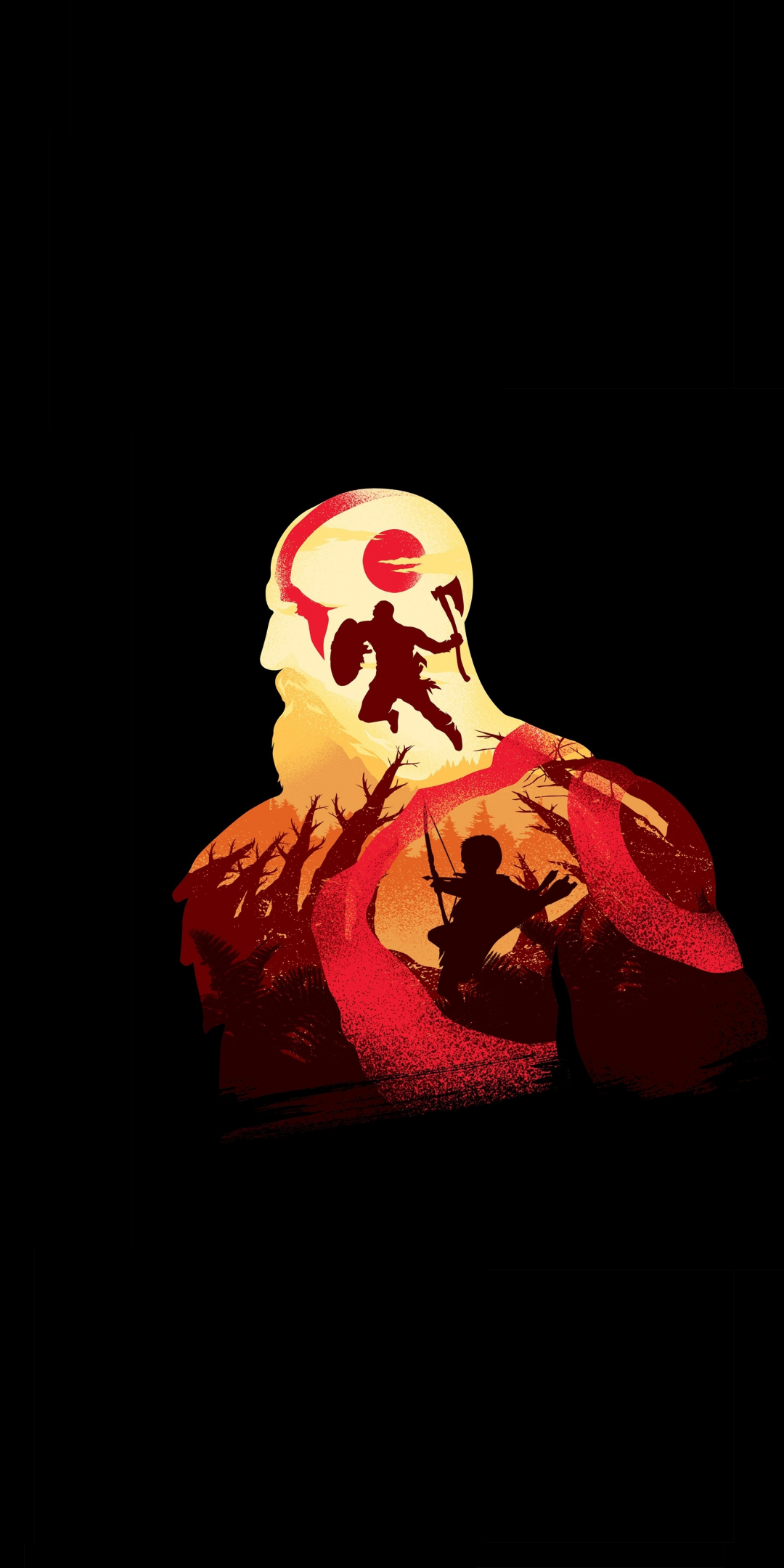 Minimal, God of War, video game, warrior, Kratos, 1080x2160 wallpaper