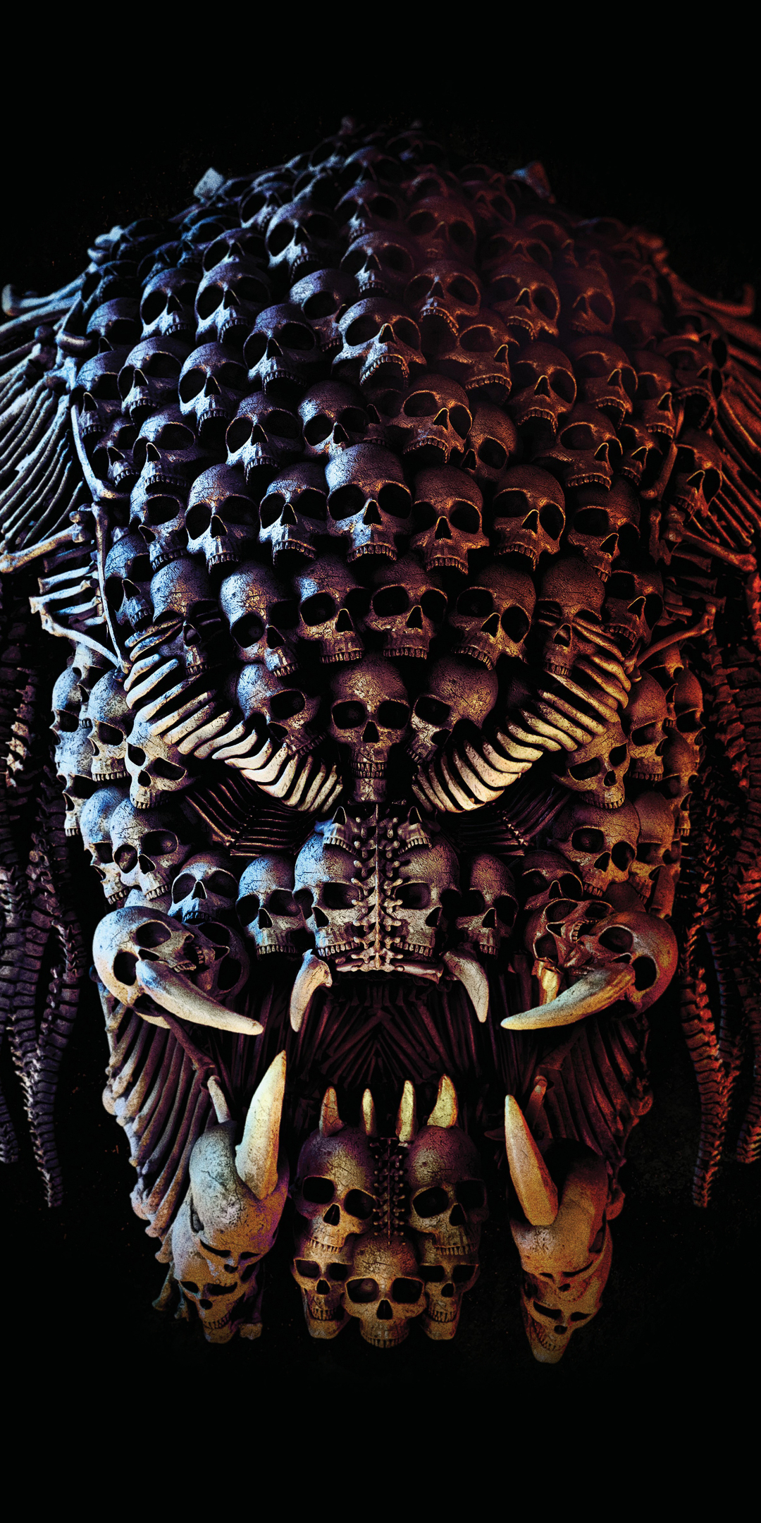 The predator, creepy face, skulls, movie, 2018, 1080x2160 wallpaper