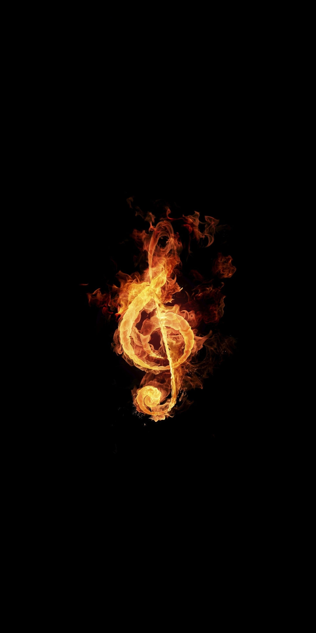 Fire, treble clef, music, 1080x2160 wallpaper