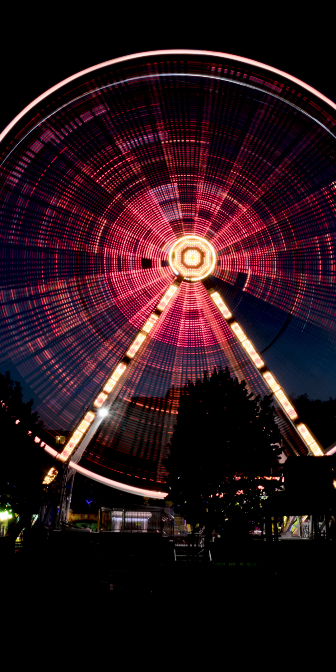 Ferris wheel, amusement park, night, dark, 1080x2160 wallpaper