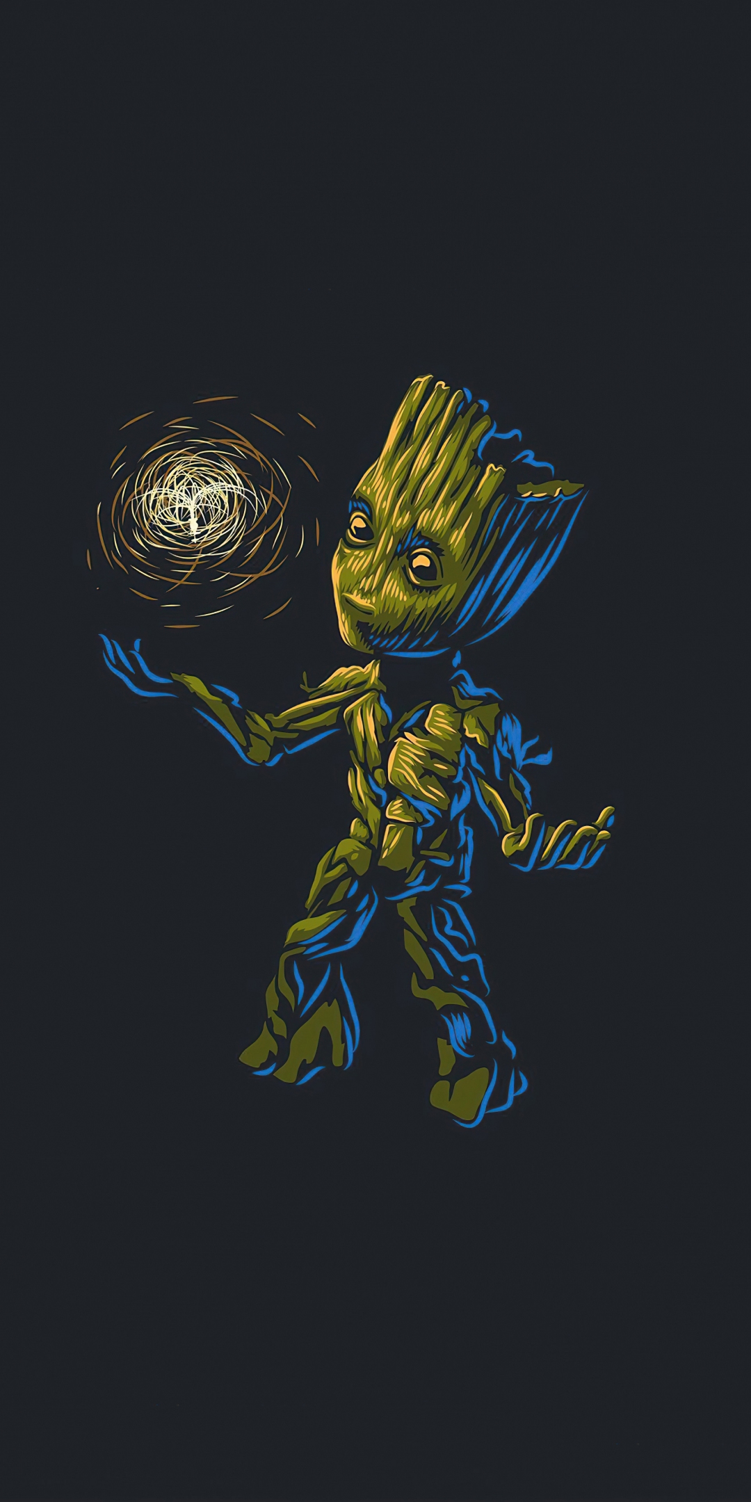 Baby Groot, play, art, 1080x2160 wallpaper